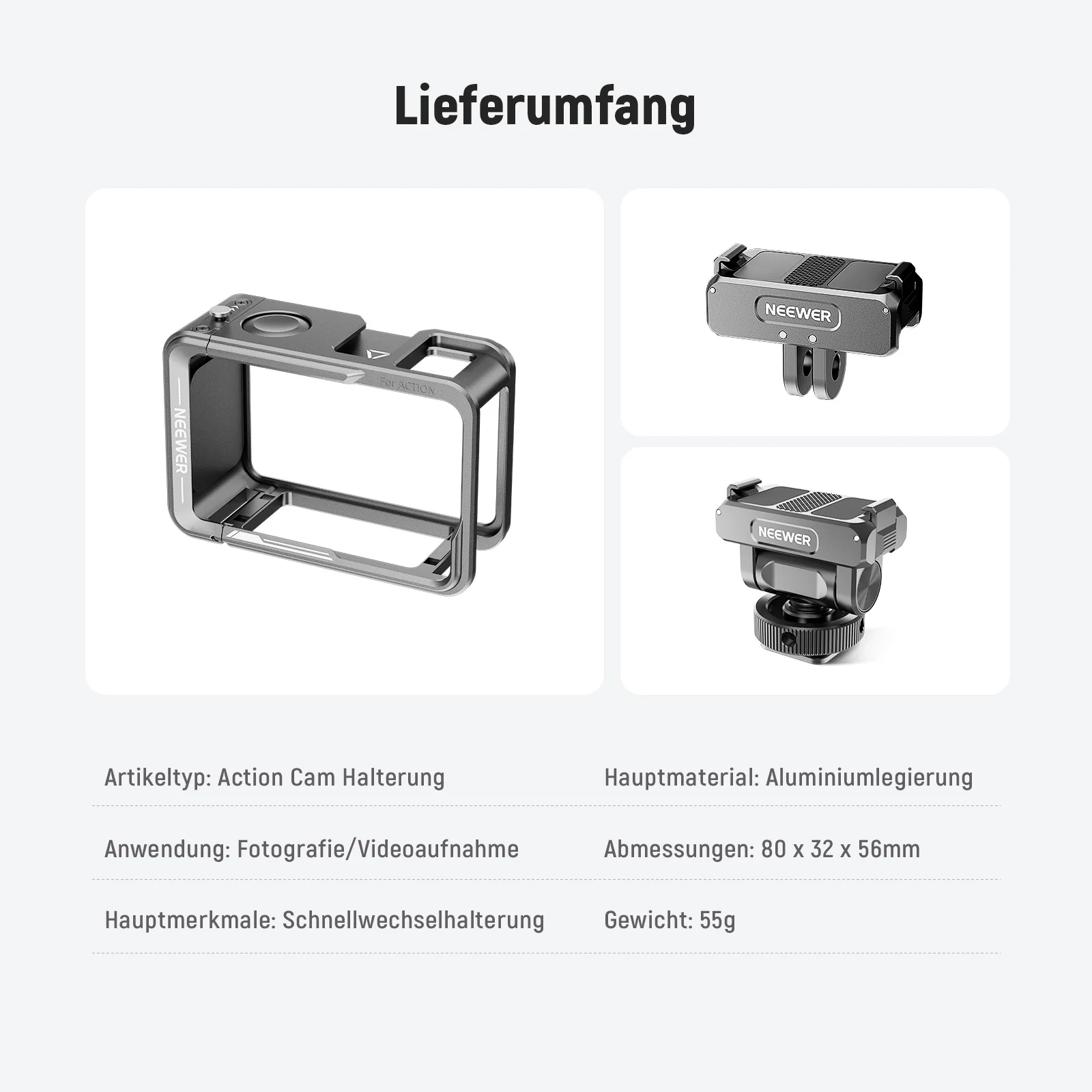 NEEWER AC011+AC012+ AC014 Action Kamera Cage Käfig Set Für DJI Osmo Action 5 Pro/4/3 - Image 7