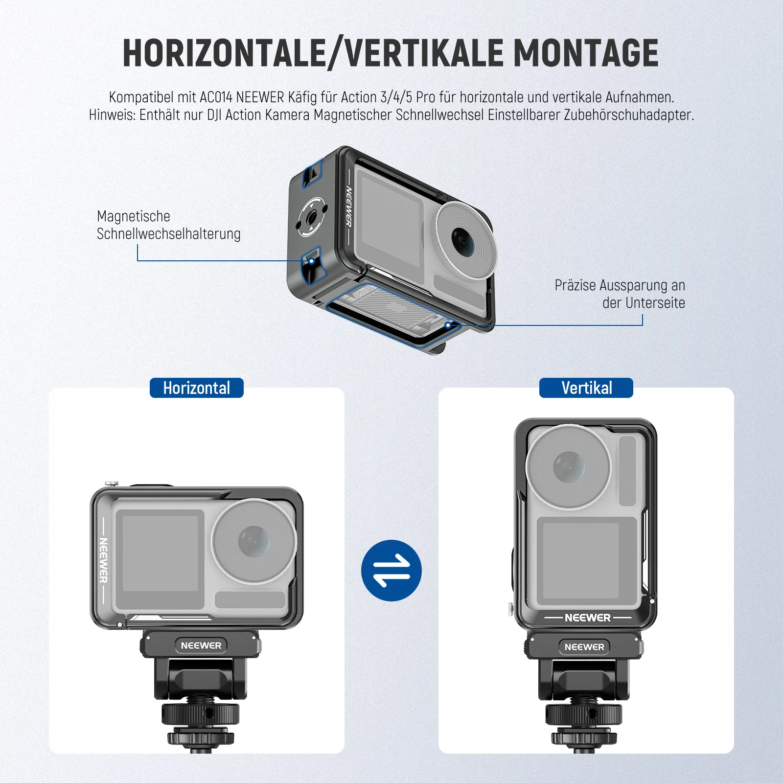 NEEWER AC012 Magnetische Halterung Adapter für Action 5 Pro 4 3 - Image 4