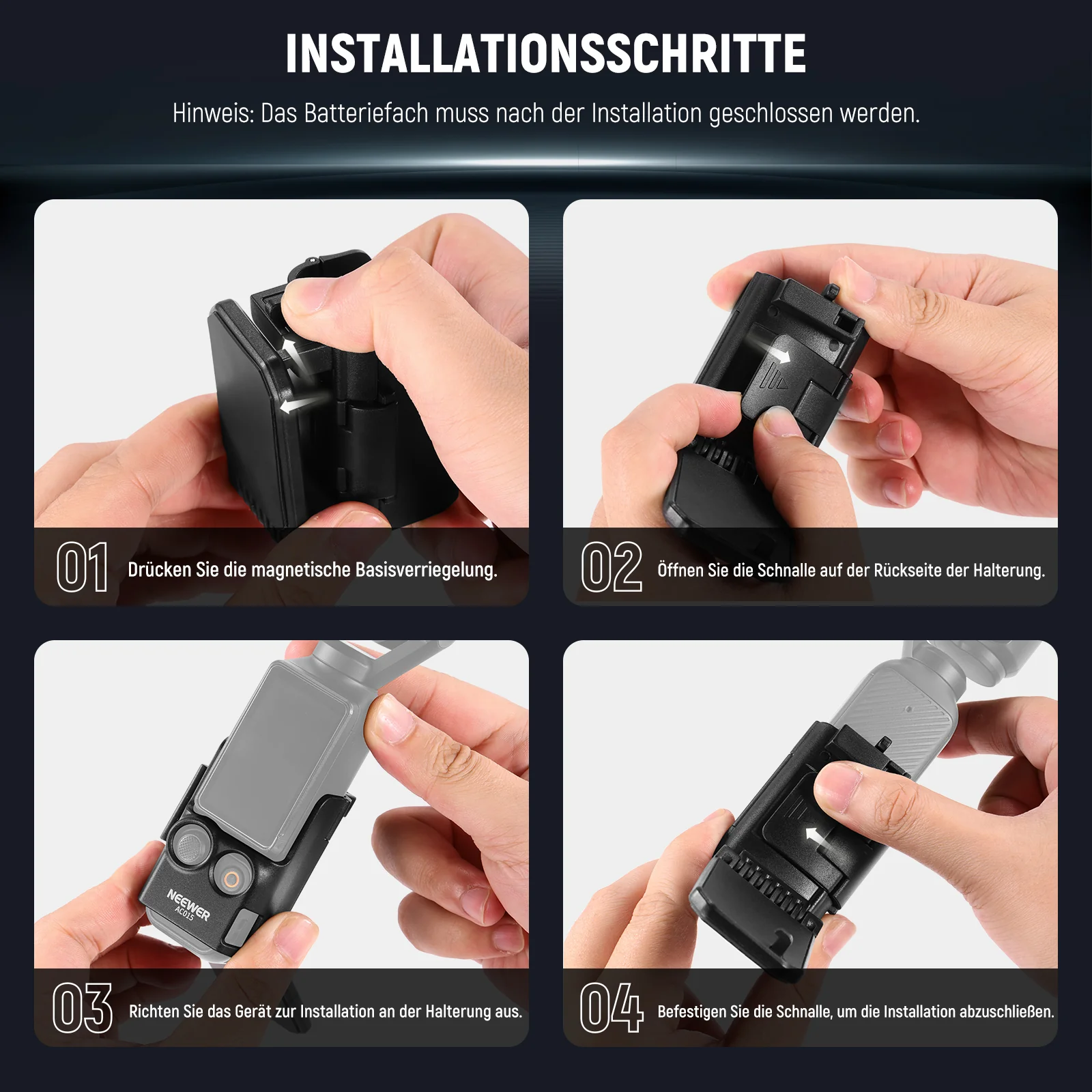 NEEWER BASICS AC015 180° verstellbare Magnethalterung für DJI Osmo Pocket 3 - Image 6