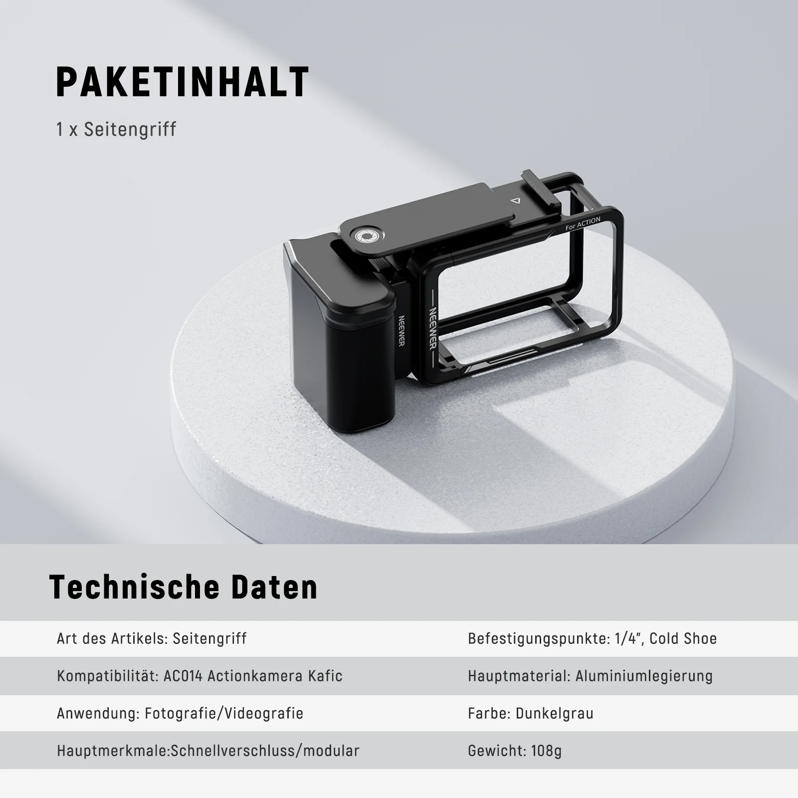 NEEWER AC034 Seitengriff für AC014 DJI Osmo Action 5 Pro/4/3 Käfig - Image 14