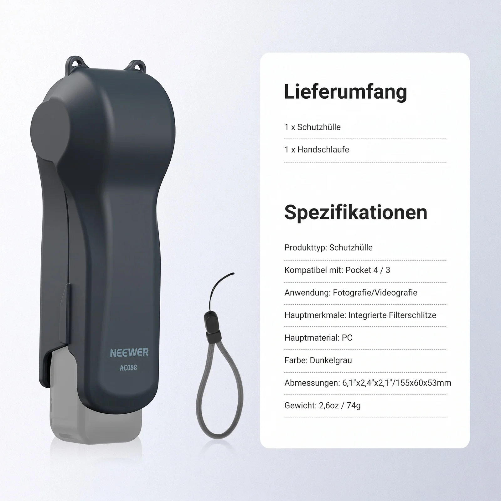 NEEWER AC088 Schutzhülle mit Filterfächern für DJI Osmo Pocket 4/3 & Xtra Muse - Image 8