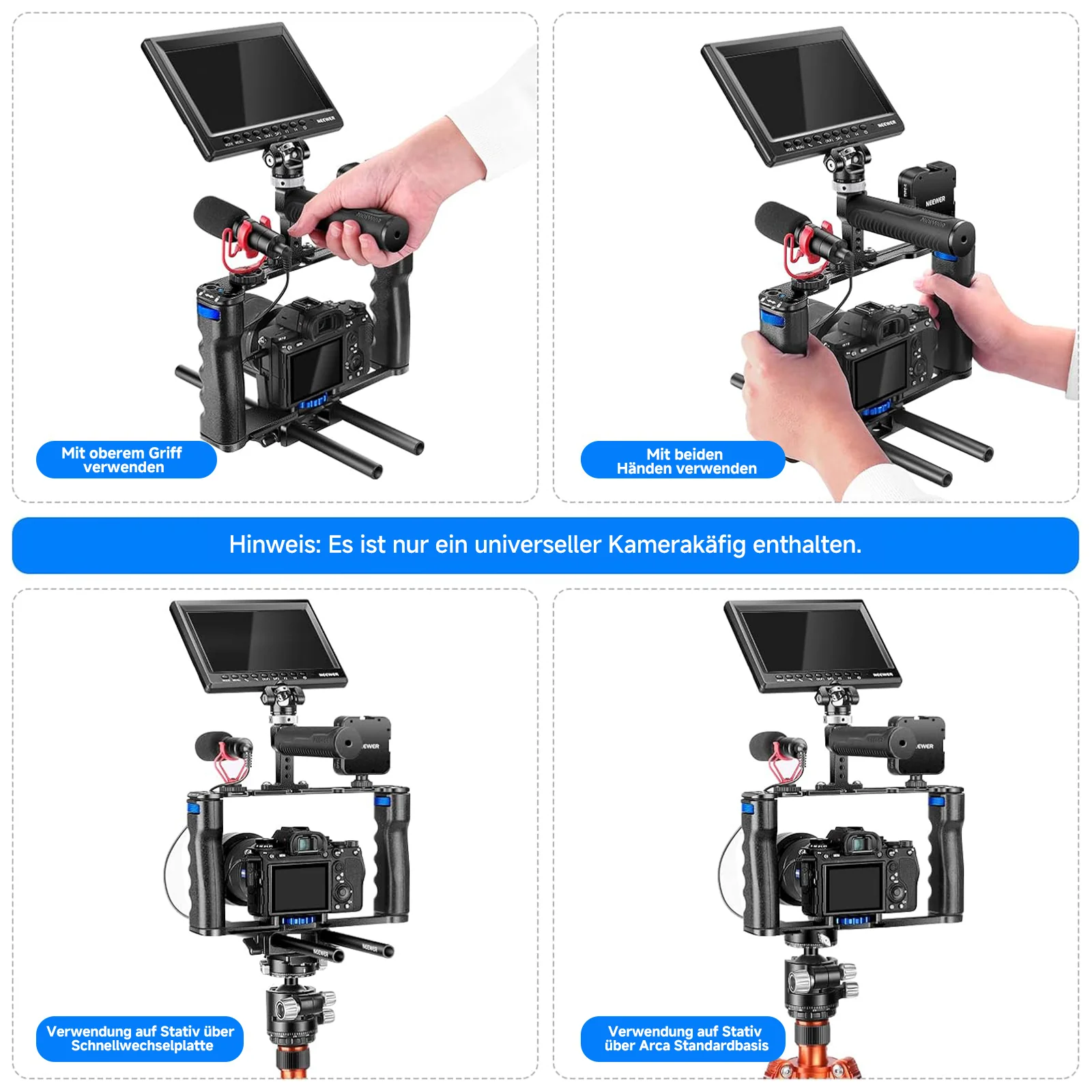 NEEWER VS107 Kamera Videokäfig Rig mit Oberem Griff und Aluminiumlegierung - Image 5