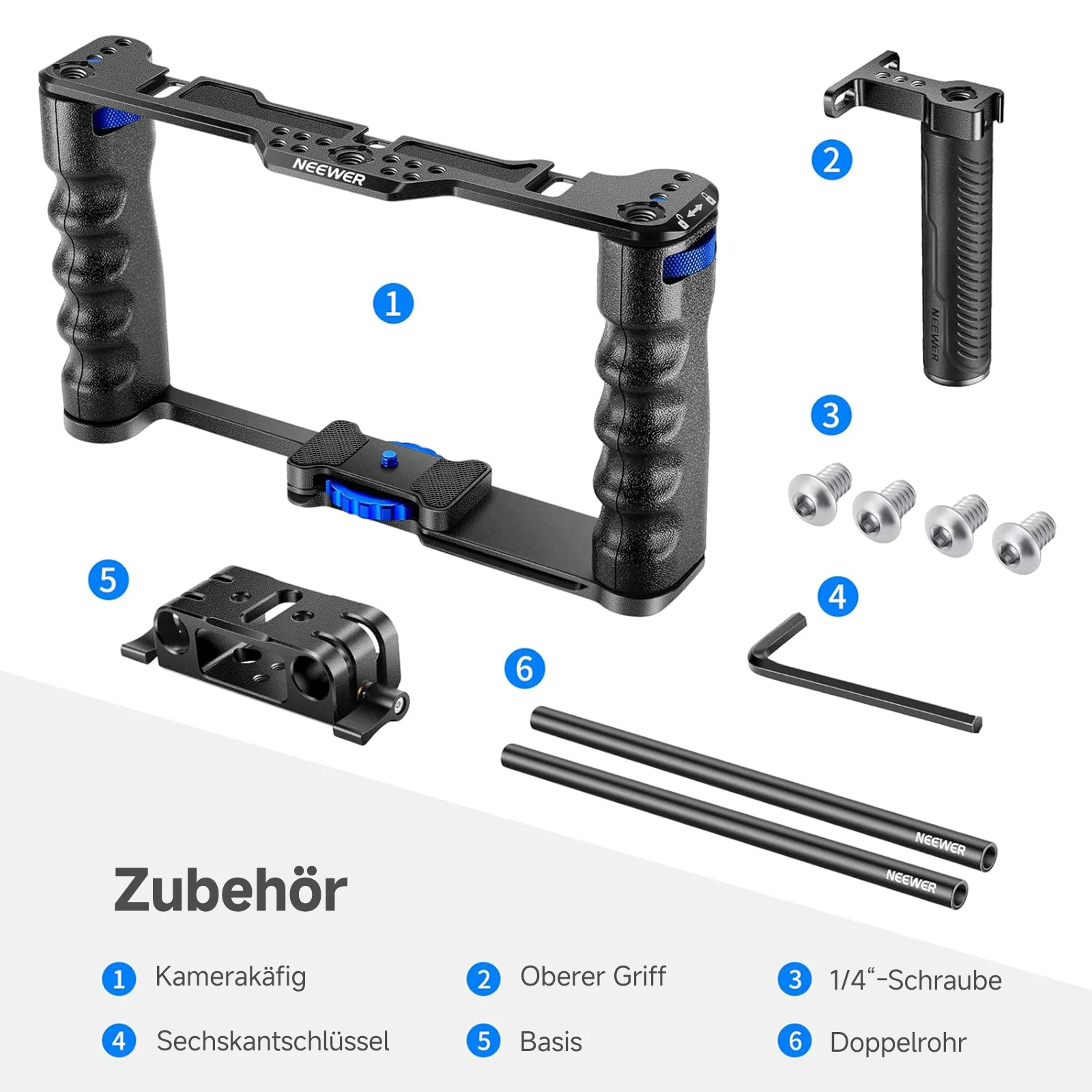 NEEWER VS107 Kamera Videokäfig Rig mit Oberem Griff und Aluminiumlegierung - Image 8