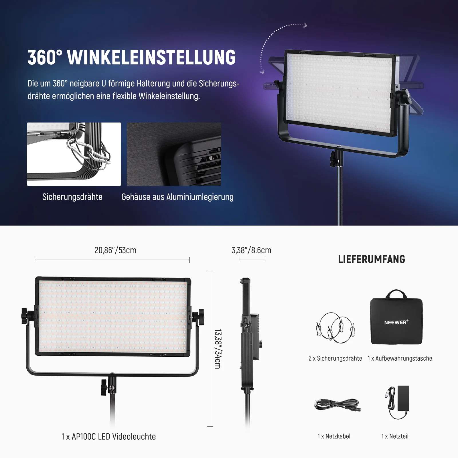NEEWER AP100C 105W RGB LED Panel Videoleuchte - Image 9