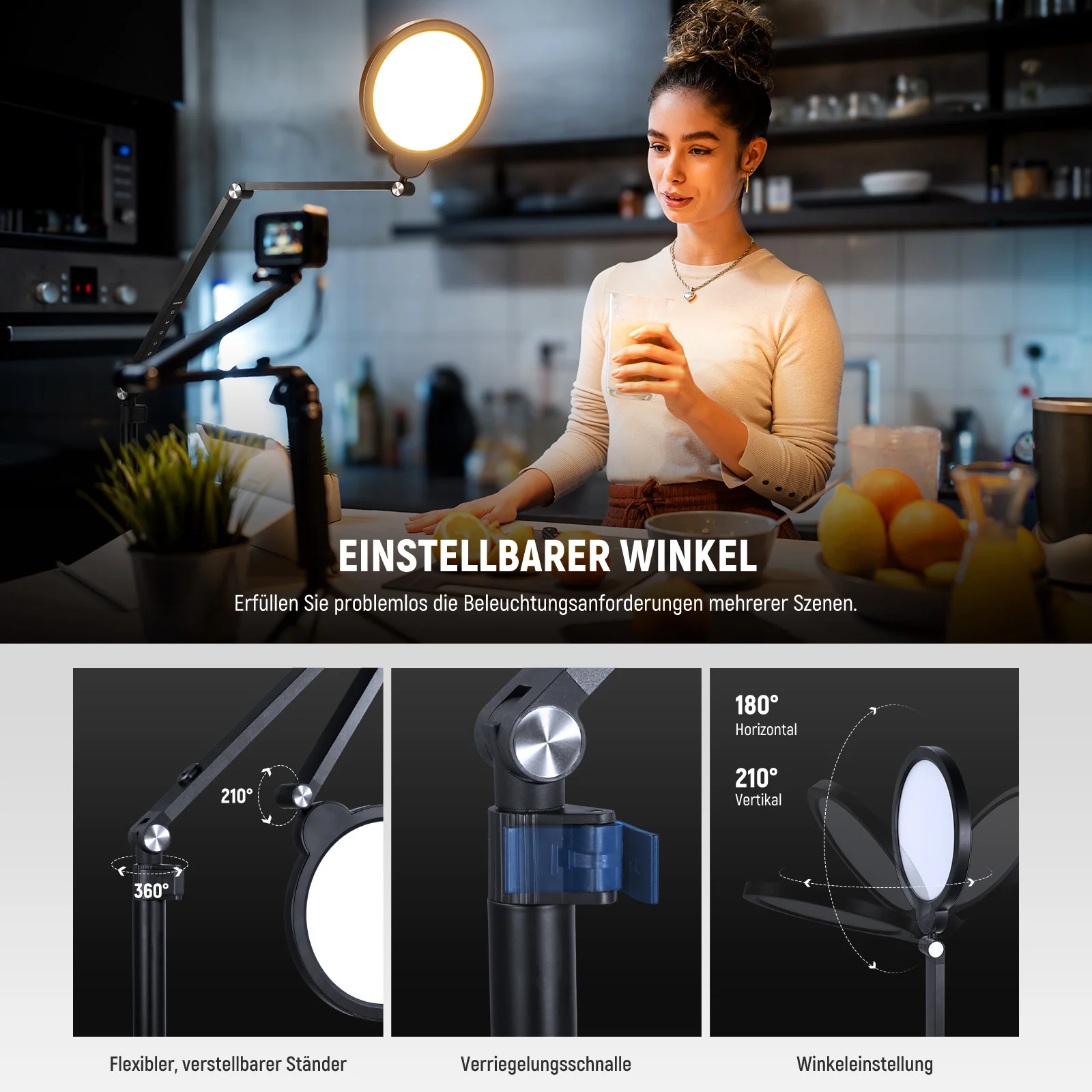 NEEWER BASICS R18 18W 7" Tisch Ringlicht mit Tischhalterung - Image 12