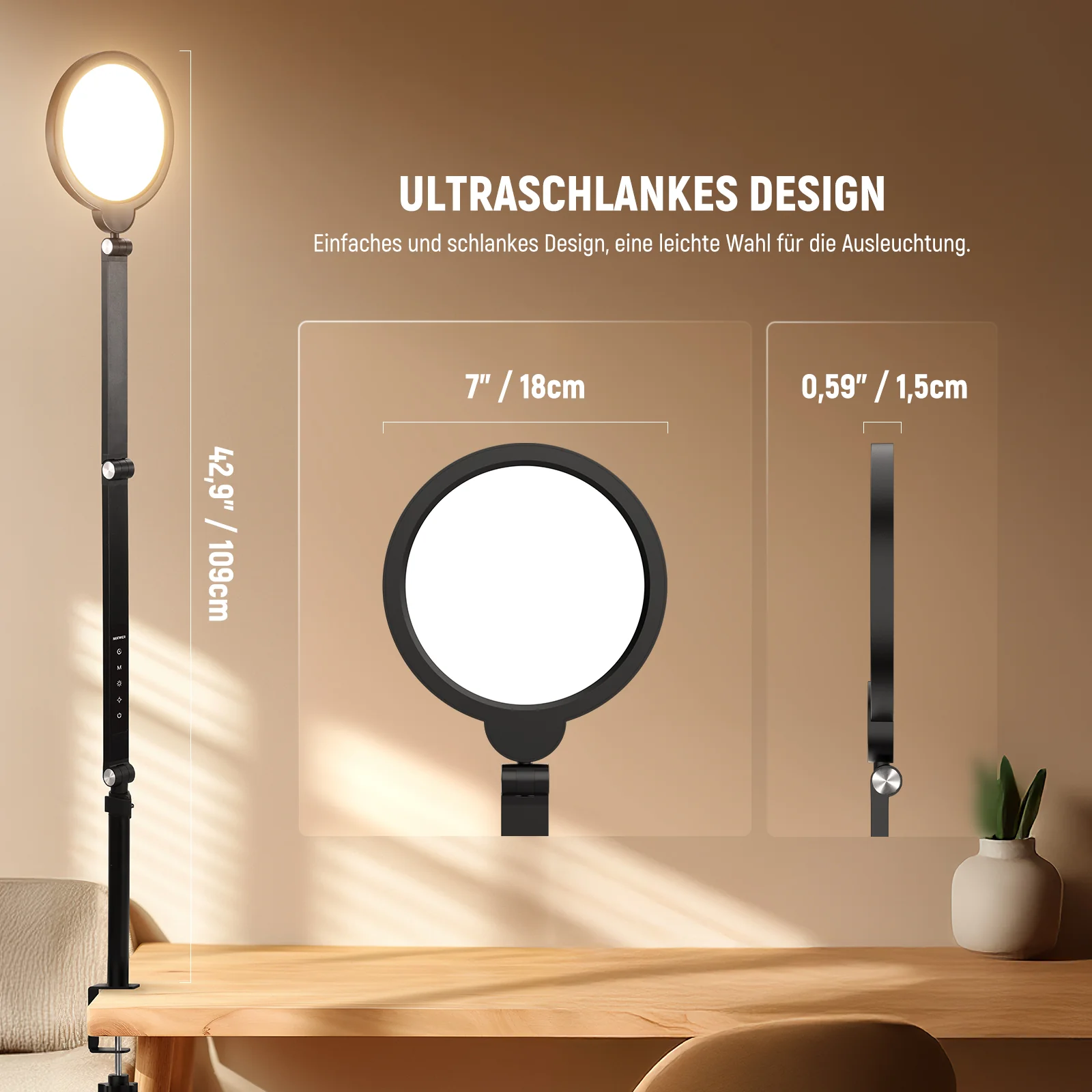 NEEWER BASICS R18 18W 7" Tisch Ringlicht mit Tischhalterung - Image 18
