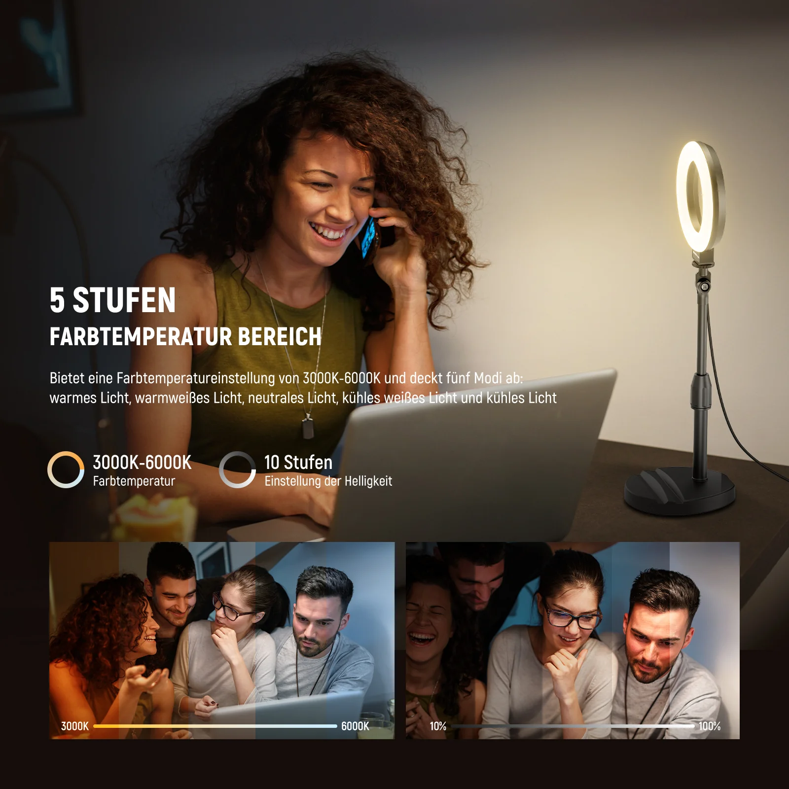NEEWER BASICS BR60 5"/13cm Tisch Ringlicht mit Ständer - Image 16