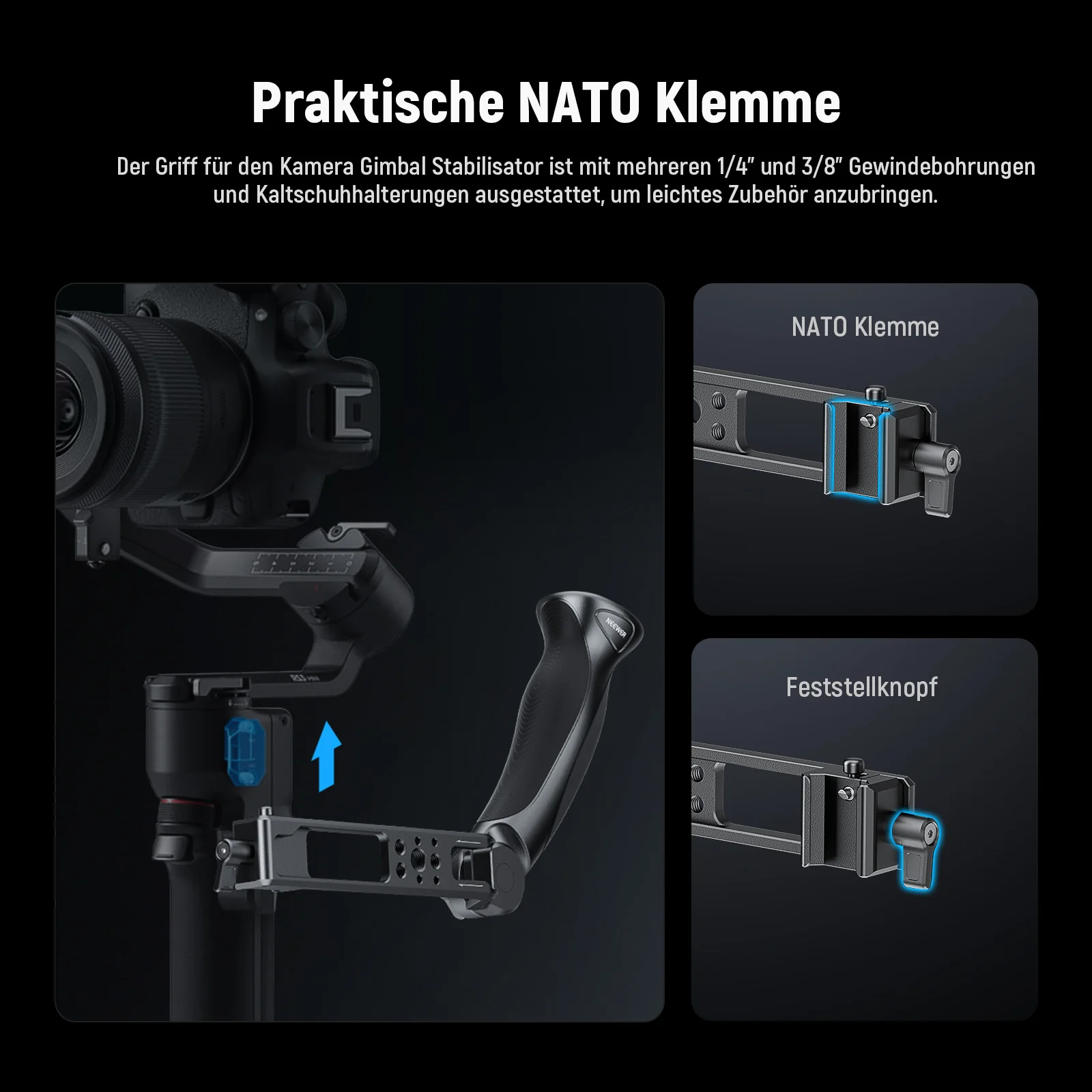 NEEWER BASICS CA143 Verstellbarer Gimbal Griff Sling Handle für DJI RS Serie - Image 3