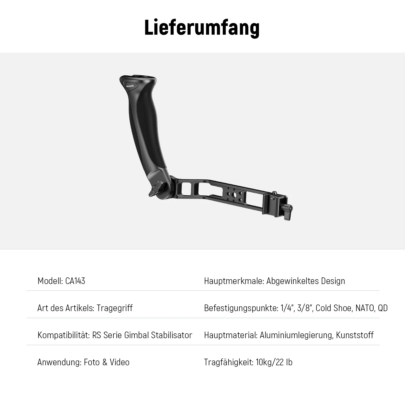 NEEWER BASICS CA143 Verstellbarer Gimbal Griff Sling Handle für DJI RS Serie - Image 7