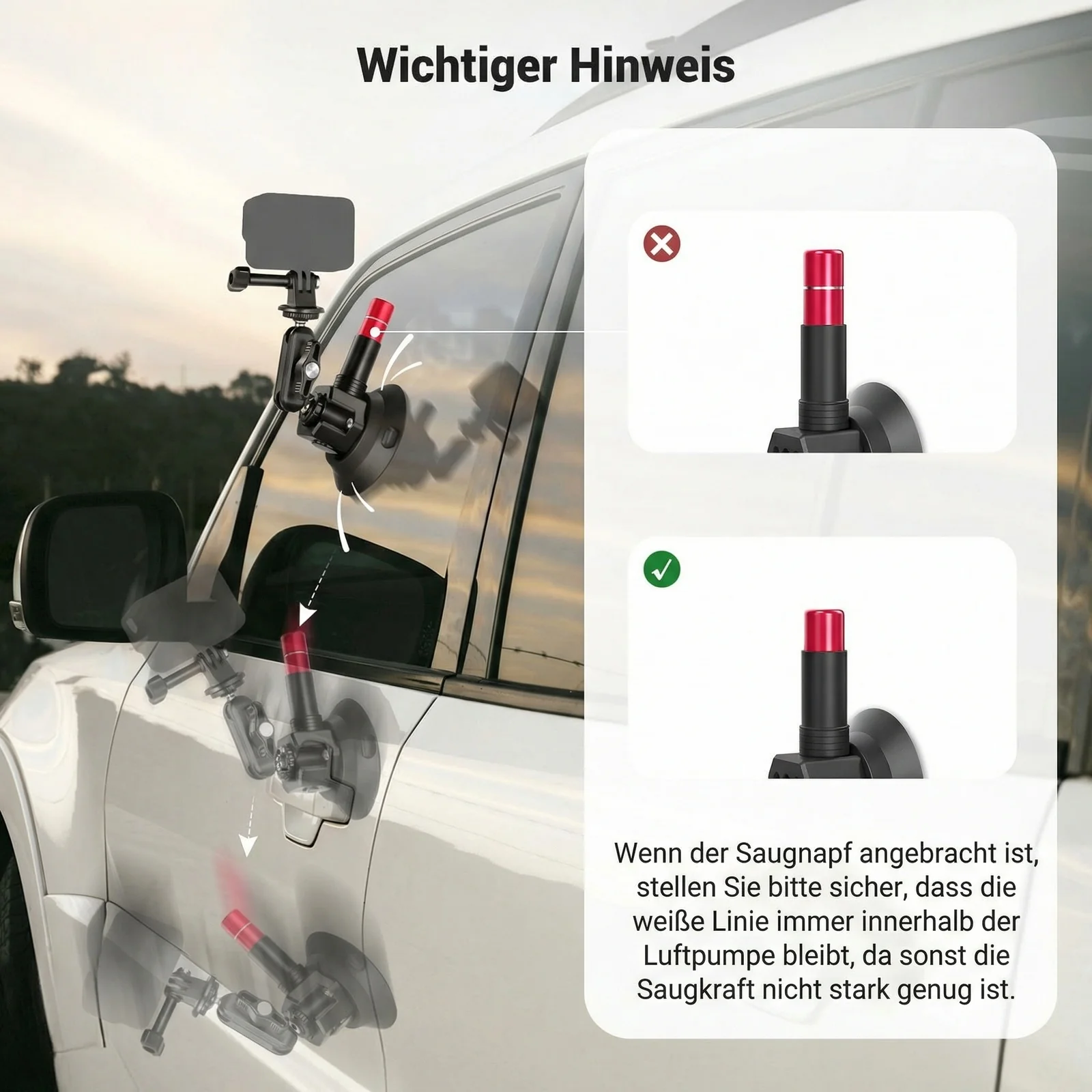 NEEWER BASICS CA166 Dreifach Saugnapf Autohalterung Set - Image 5