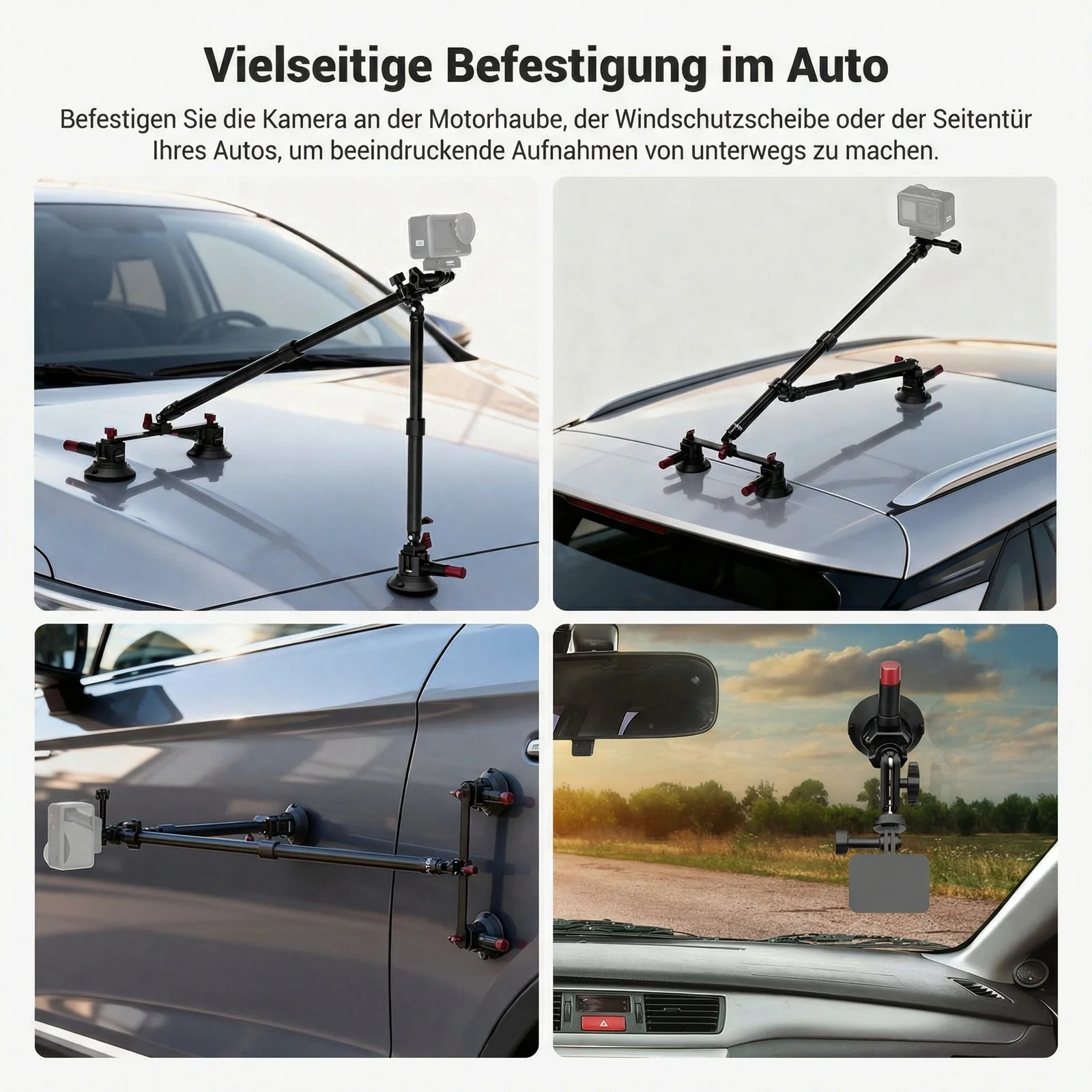 NEEWER BASICS CA166 Dreifach Saugnapf Autohalterung Set - Image 7