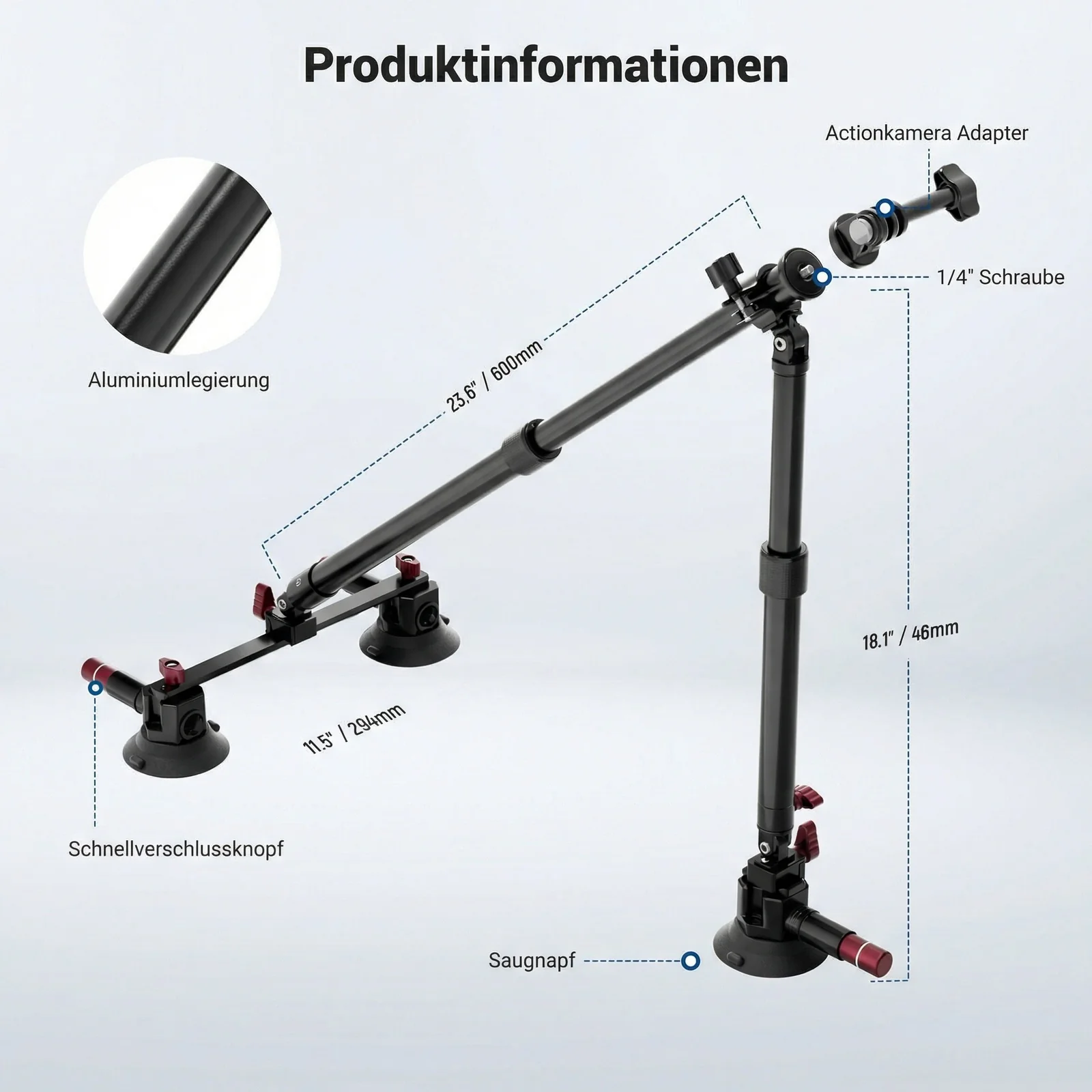 NEEWER BASICS CA166 Dreifach Saugnapf Autohalterung Set - Image 8
