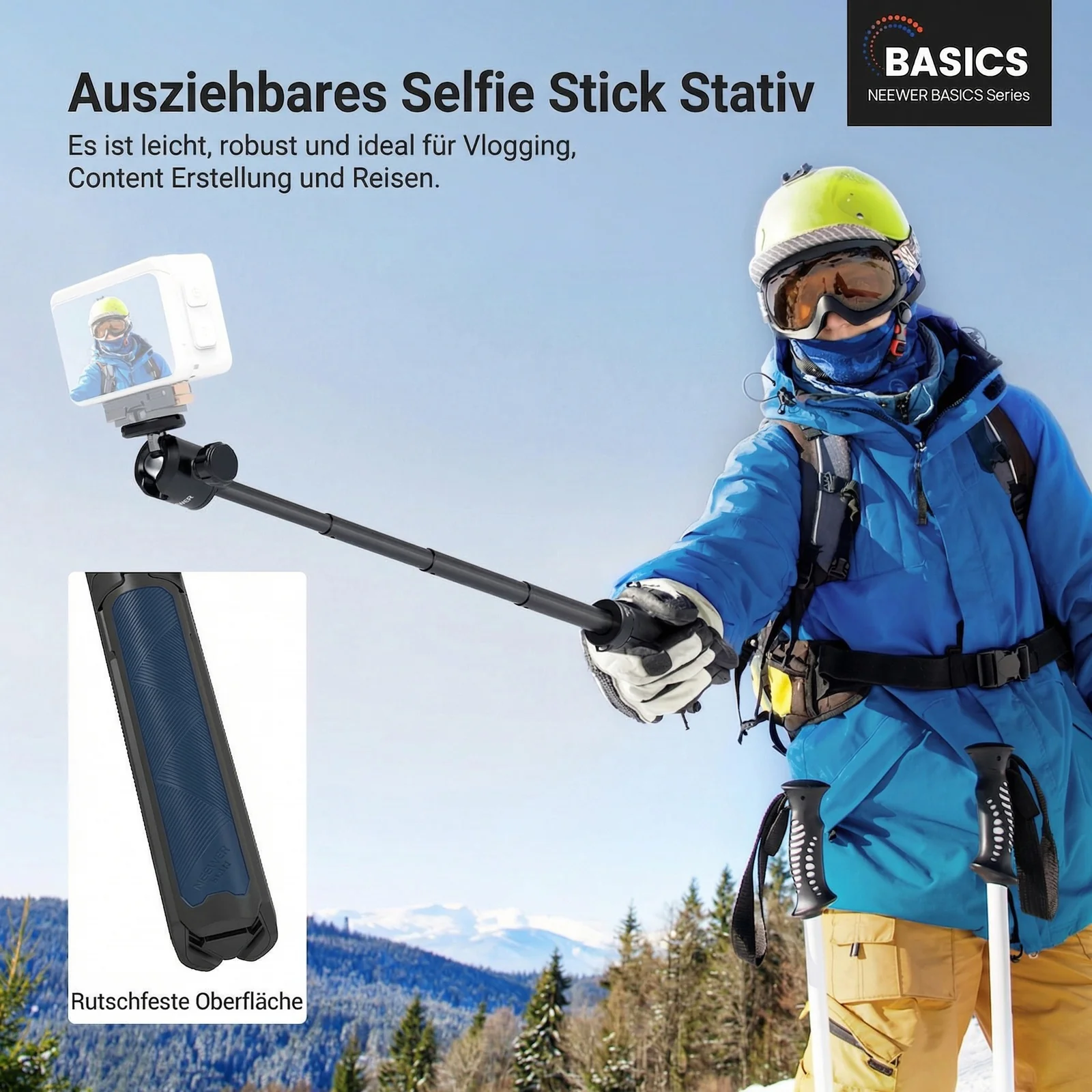 NEEWER BASICS DT001 Ausziehbarer Selfie Stick Stativ - Image 2