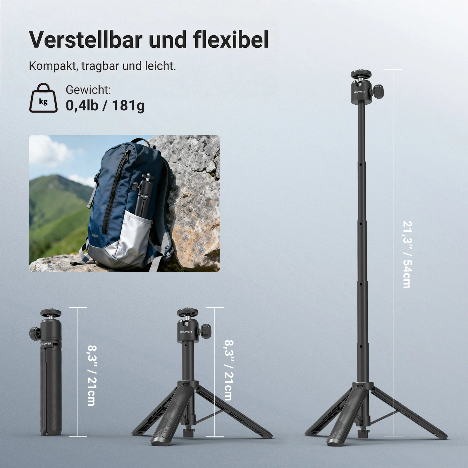 NEEWER BASICS DT001 Ausziehbarer Selfie Stick Stativ - Image 6