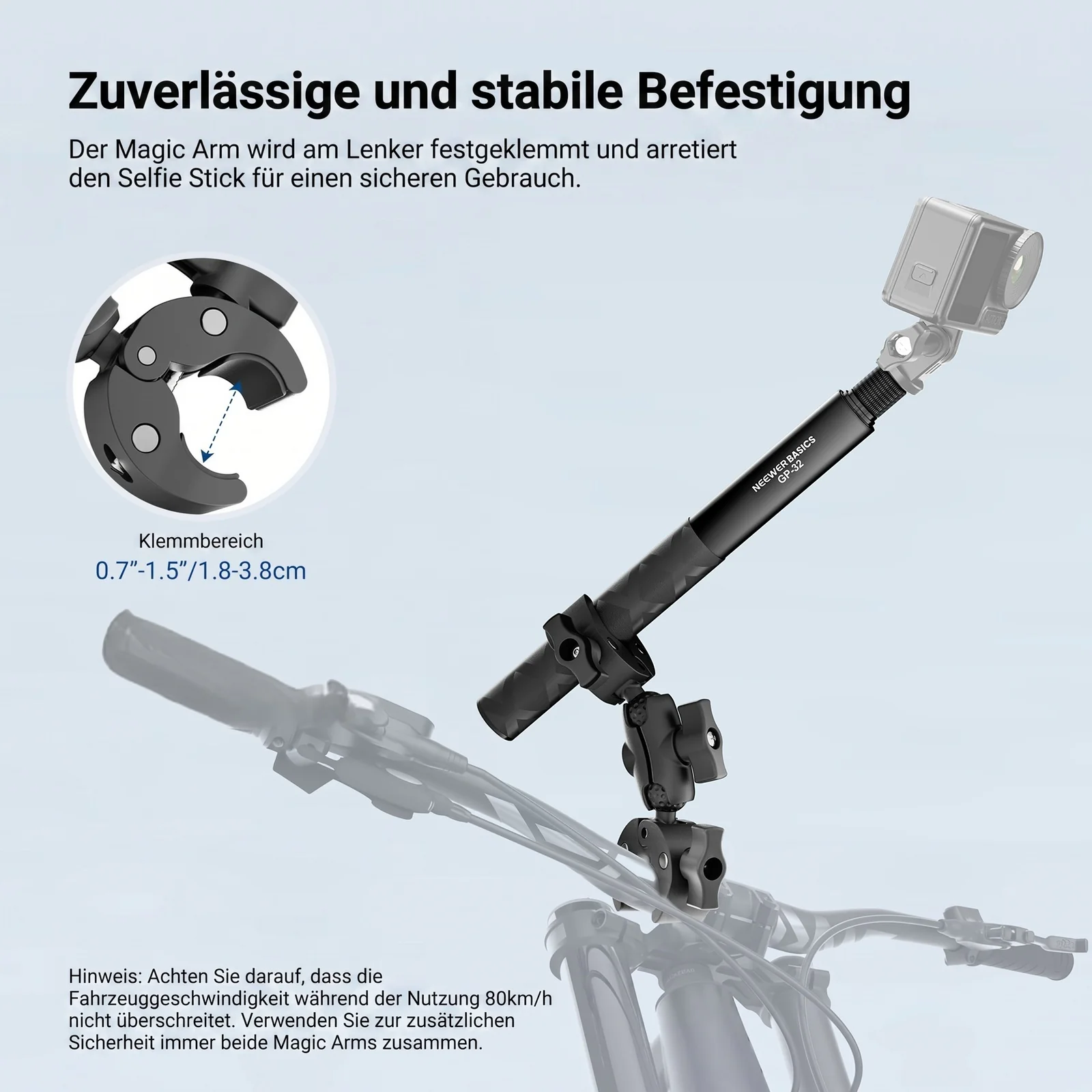 NEEWER BASICS GP-32 Motorrad Klemmhalterung Zubehör Set - Image 5