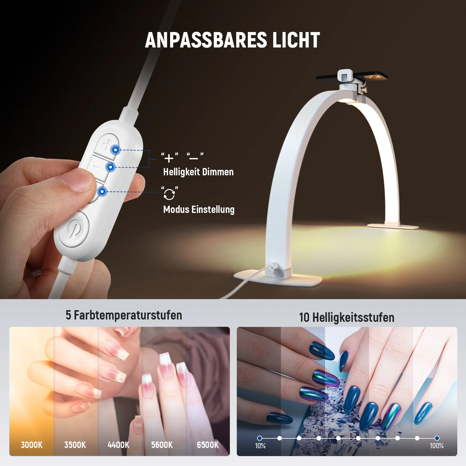 NEEWER BASICS HM02-D 36W 29" Halbmond Nagellampe für Tisch - Image 4