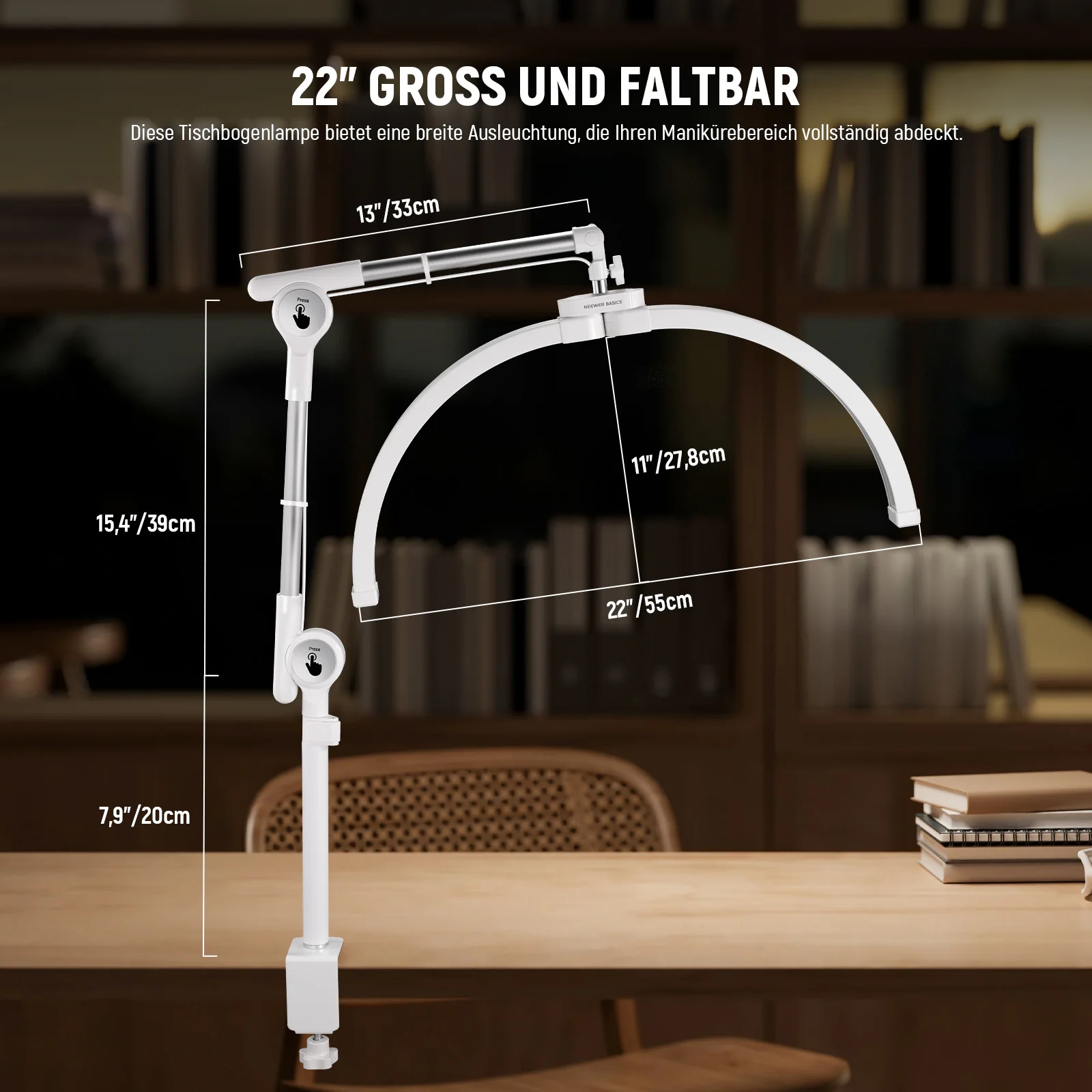 NEEWER BASICS HM03-D 30W 22" LED Klappbare Bogenlampe für Wimpernstyling - Image 5