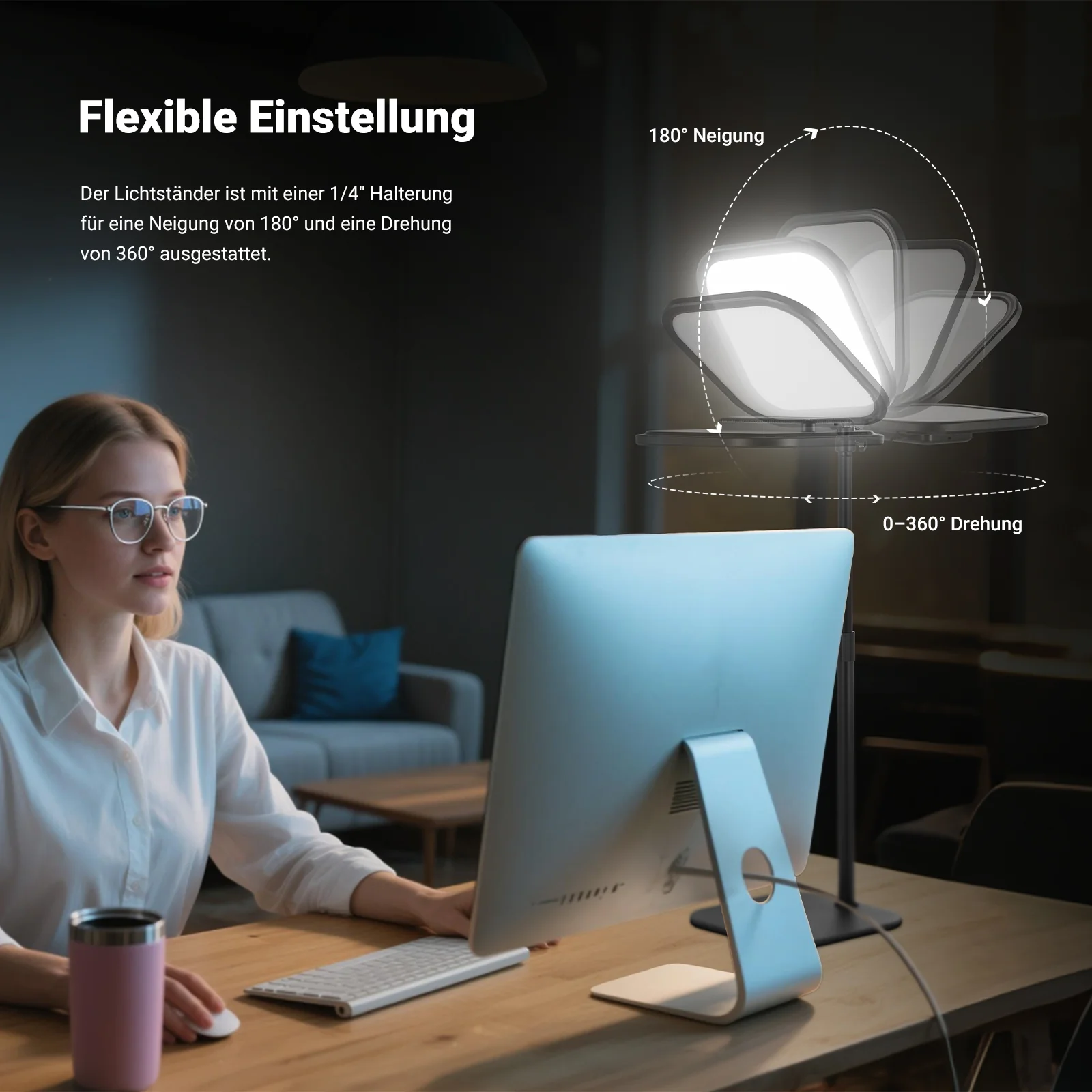 NEEWER BASICS L220 15W 10.8" Bi-Color Schreibtischlampe für Videokonferenz - Image 16