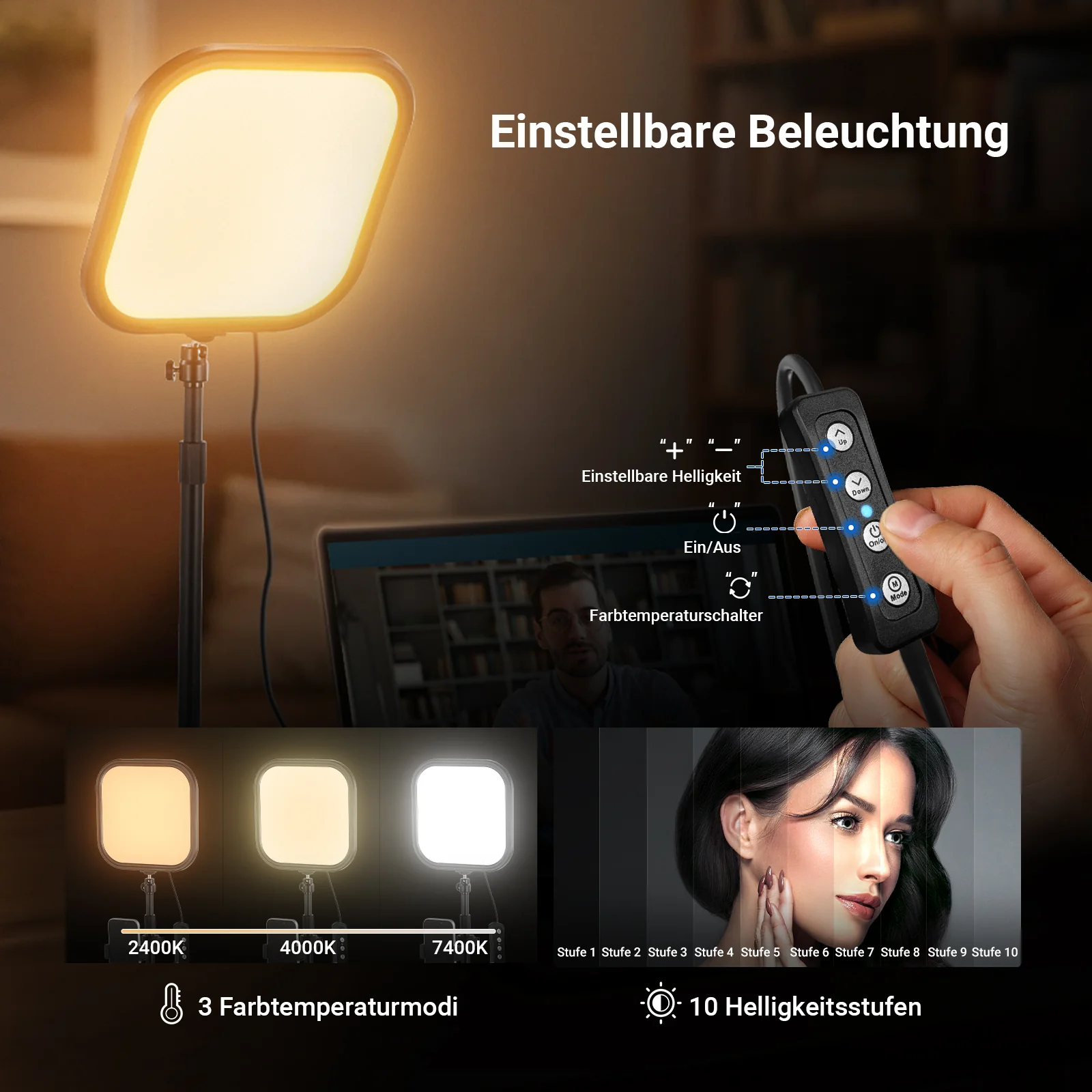NEEWER BASICS L220 15W 10.8" Bi-Color Schreibtischlampe für Videokonferenz - Image 5