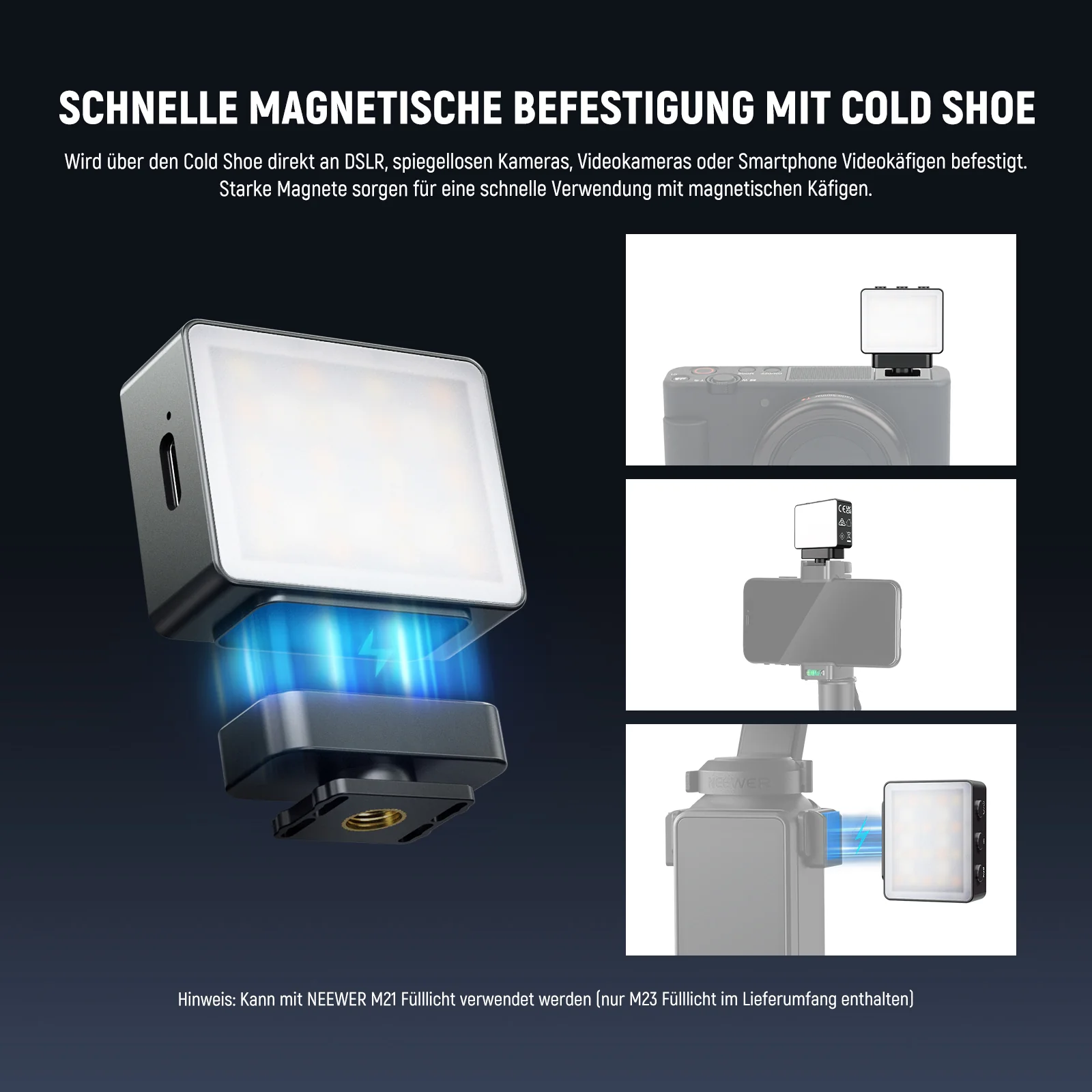 NEEWER BASICS M23 Magnetisches RGB Zusatz Videolicht - Image 5