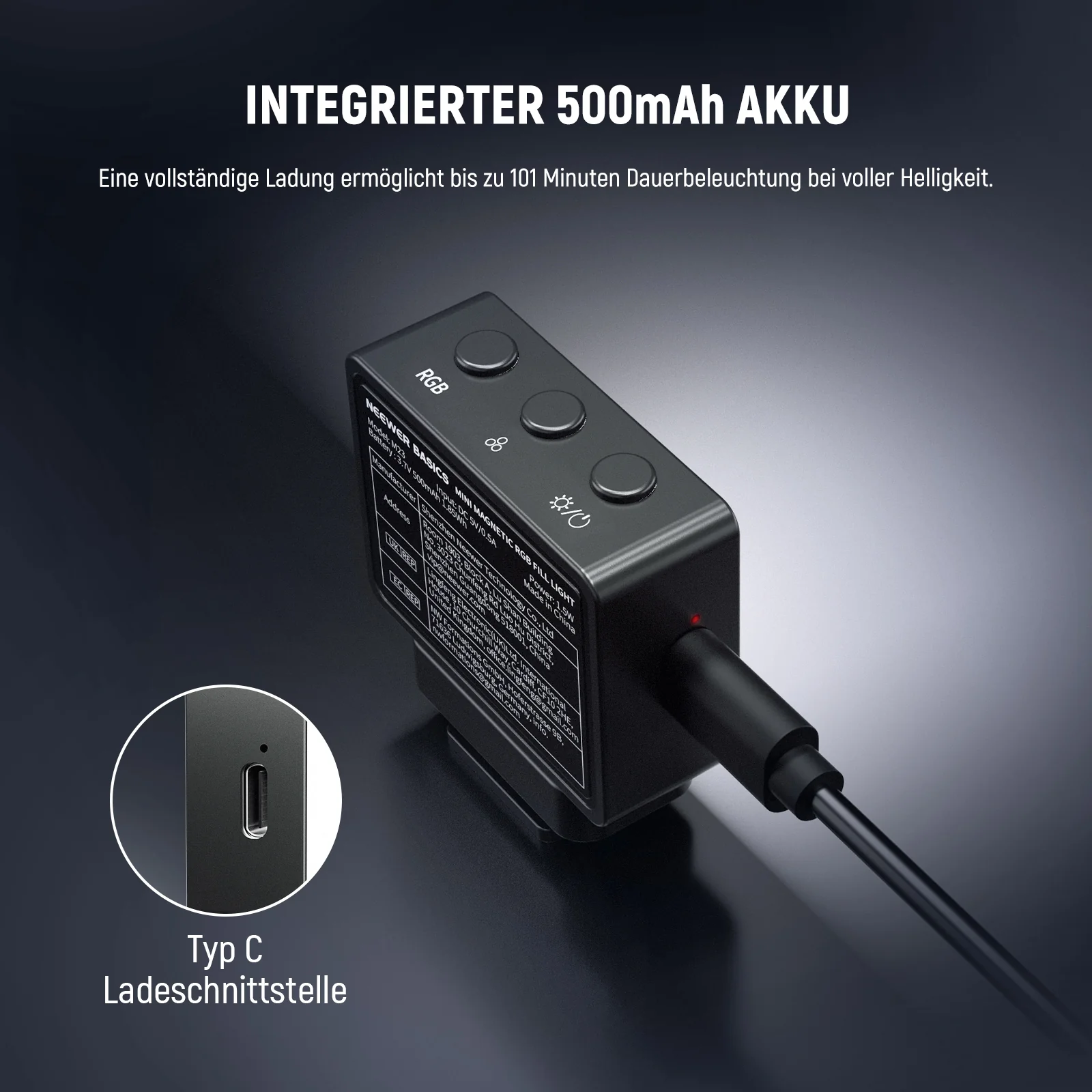 NEEWER BASICS M23 Magnetisches RGB Zusatz Videolicht - Image 7