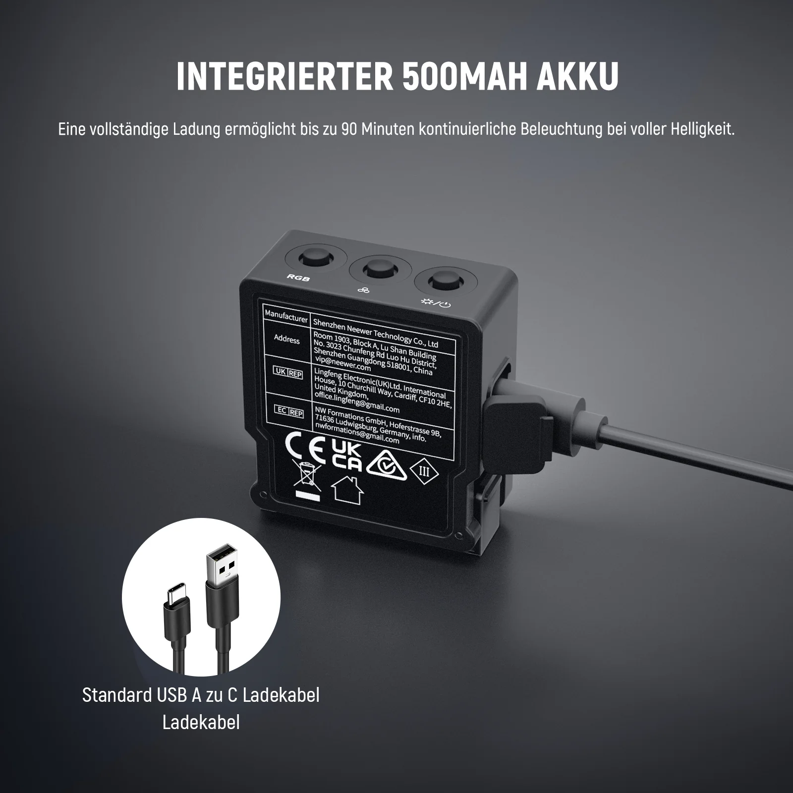 NEEWER BASICS M25/M26 magnetisches LED Videolicht für DJI OSMO Nano Action 3/4/5 Pro - Image 14