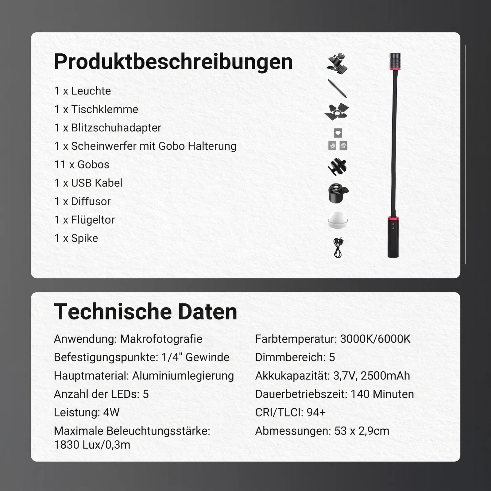 NEEWER BASICS ML01 LED-Licht für Makrofotografie - Image 9