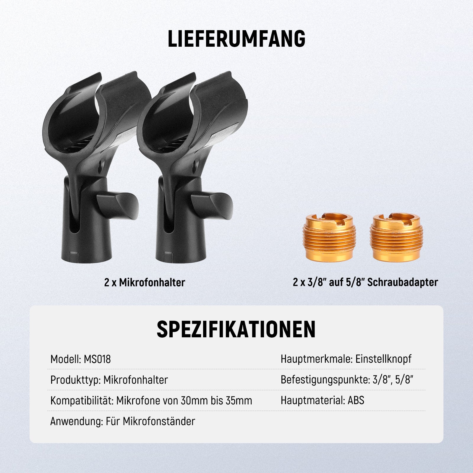 NEEWER BASICS MS019/MS018 Mikrofon Halterung Zubehörset - Image 14
