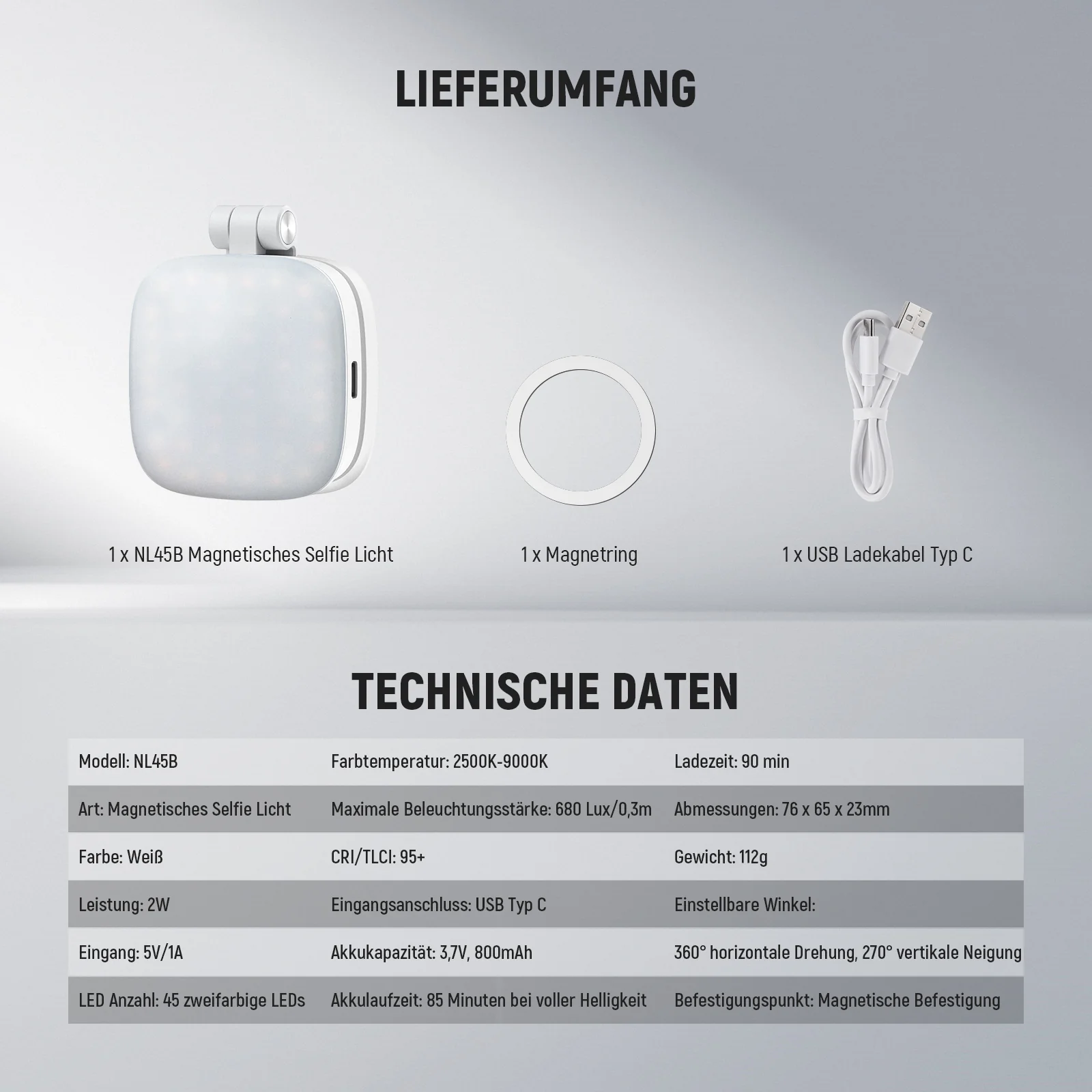 NEEWER BASICS NL45B Magnetisches Selfie Licht - Image 18