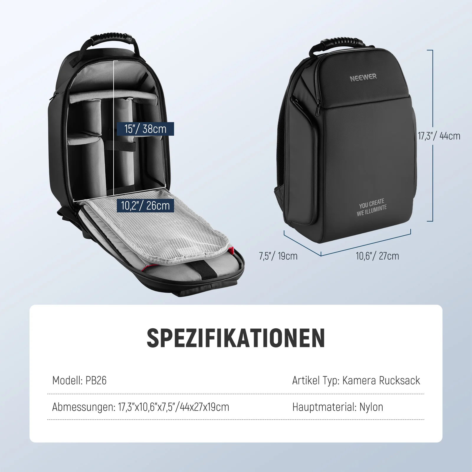 NEEWER BASICS PB26 44x27x19cm Kamerarucksack für Fotografen - Image 9