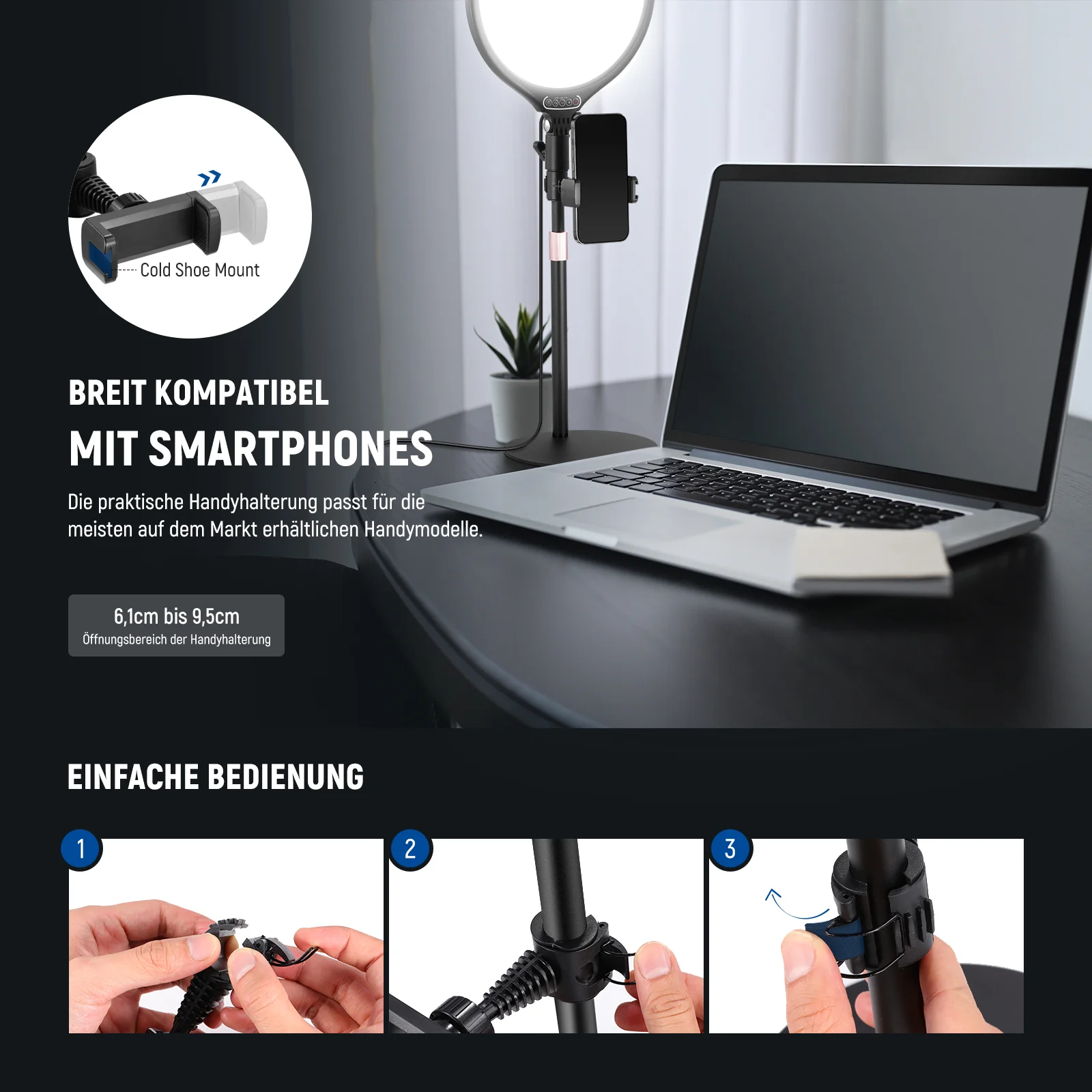 NEEWER BASICS R10 10,5" Rundes LED-Panellicht mit Handyhalterung - Image 12