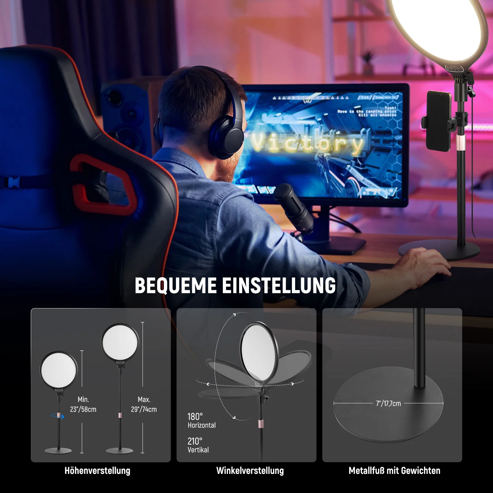 NEEWER BASICS R10 10,5" Rundes LED-Panellicht mit Handyhalterung - Image 13