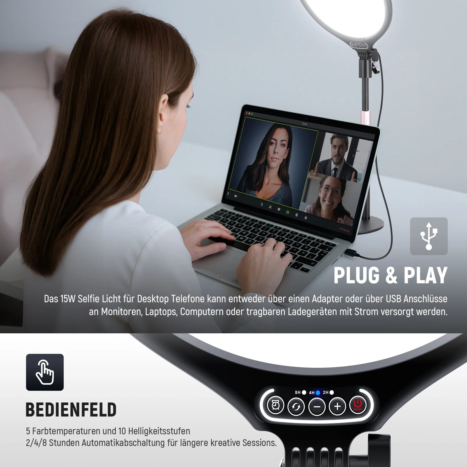 NEEWER BASICS R10 10,5" Rundes LED-Panellicht mit Handyhalterung - Image 14