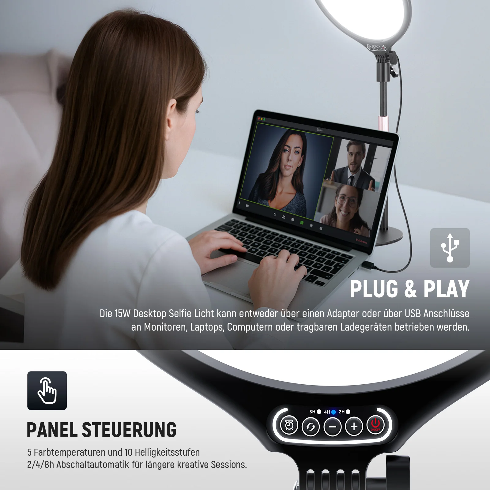 NEEWER BASICS R10 10,5" Rundes LED-Panellicht mit Handyhalterung - Image 4