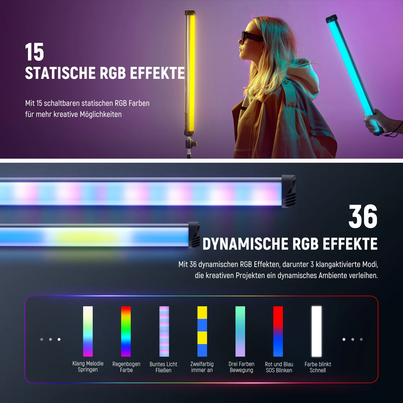 NEEWER BASICS SL50 21" Magnetischer RGB Lichtstab - Image 4