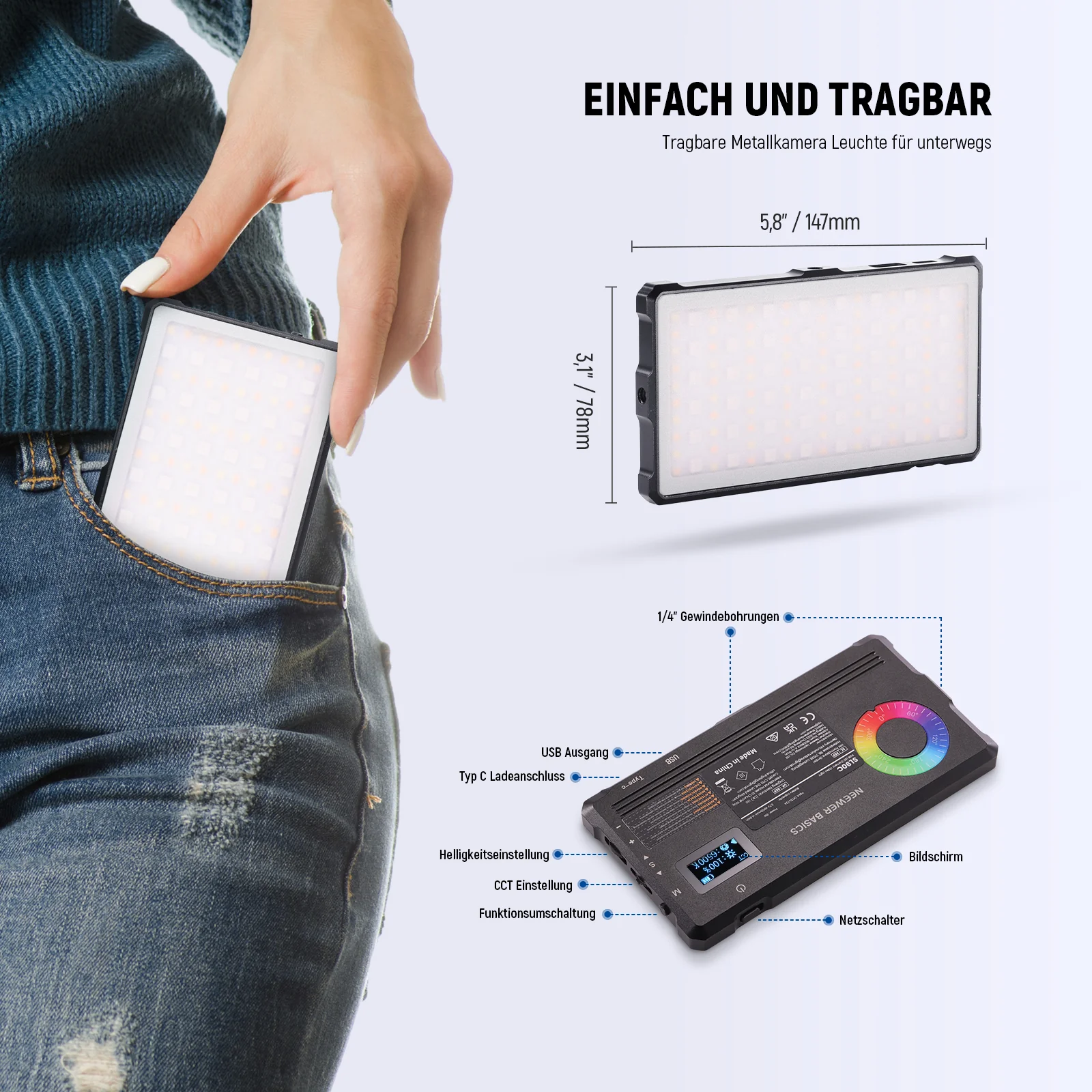NEEWER BASICS SL90C RGB Videoleuchte - Image 8