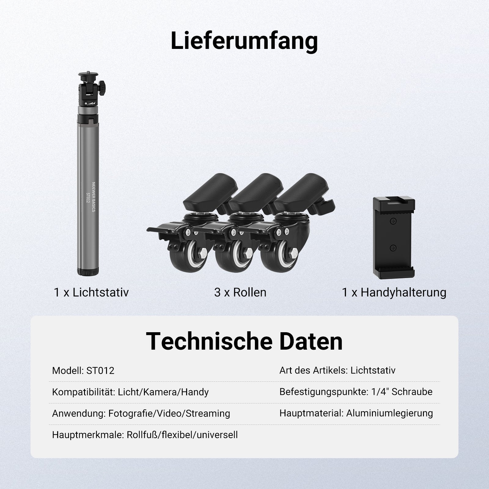NEEWER BASICS ST012 Roll Lichtständer - Image 8