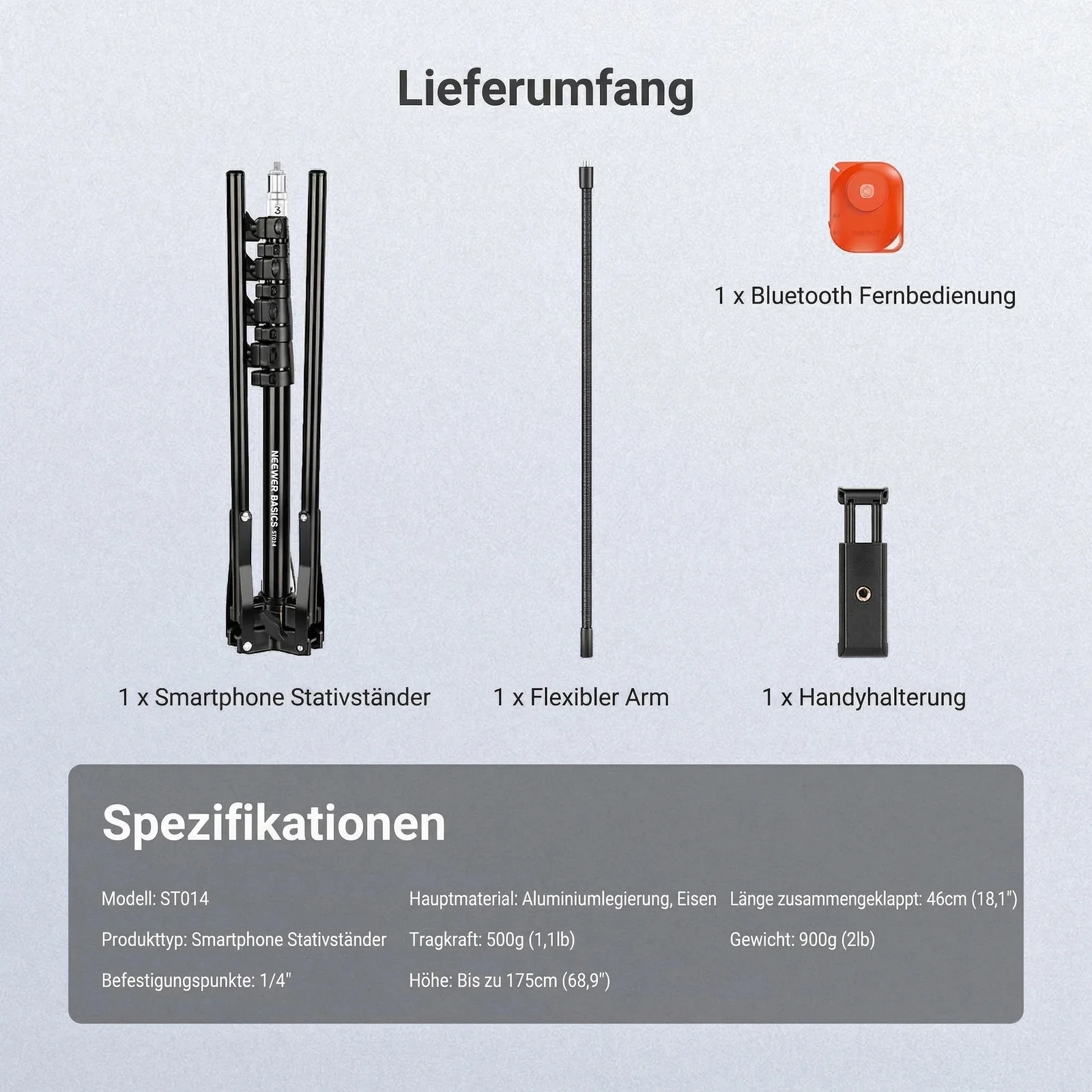 NEEWER BASICS ST014 Smartphone Stativ Stand mit flexiblem Arm - Image 8