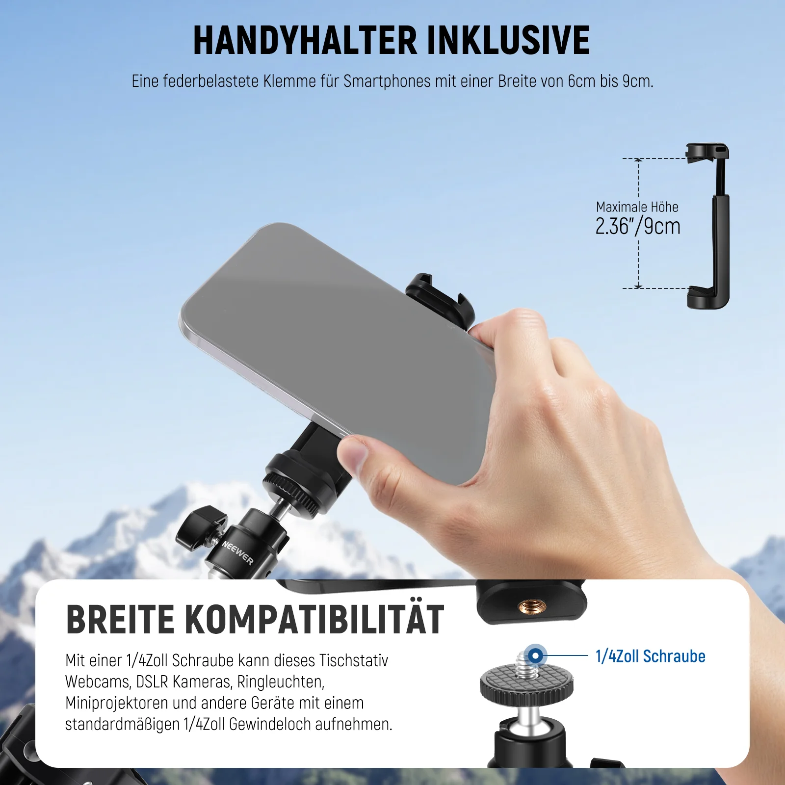 NEEWER BASICS ST45B Verstellbares Tischstativ - Image 6