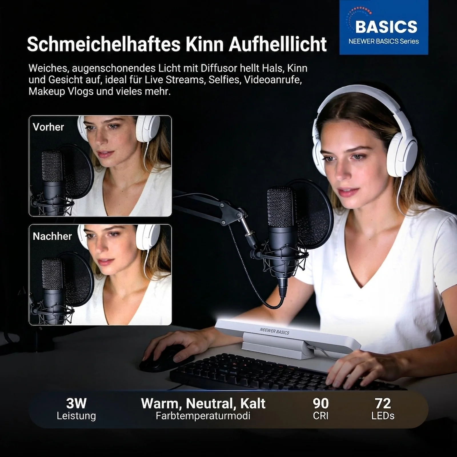 NEEWER BASICS TL106B LED Kinn Aufhellicht - Image 3