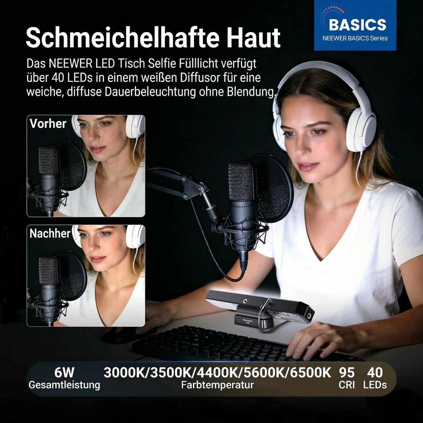 NEEWER BASICS TL30B LED Kinn-Aufhelllicht - Image 2