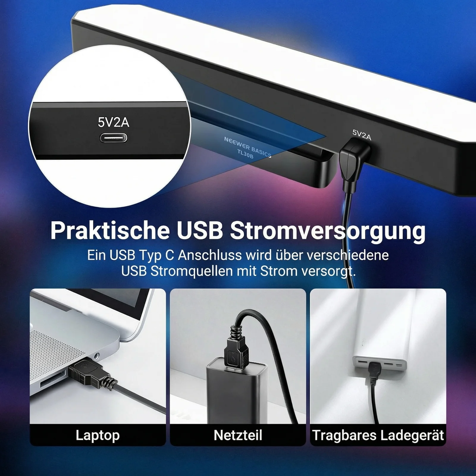 NEEWER BASICS TL30B LED Kinn-Aufhelllicht - Image 4