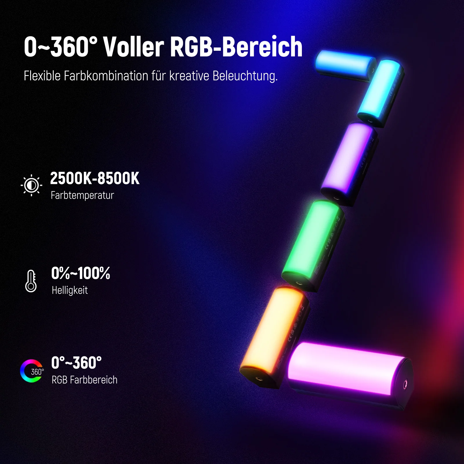 NEEWER BASICS TL96RGB magnetischer Hand Lichtstab mit Tischstativ - Image 2
