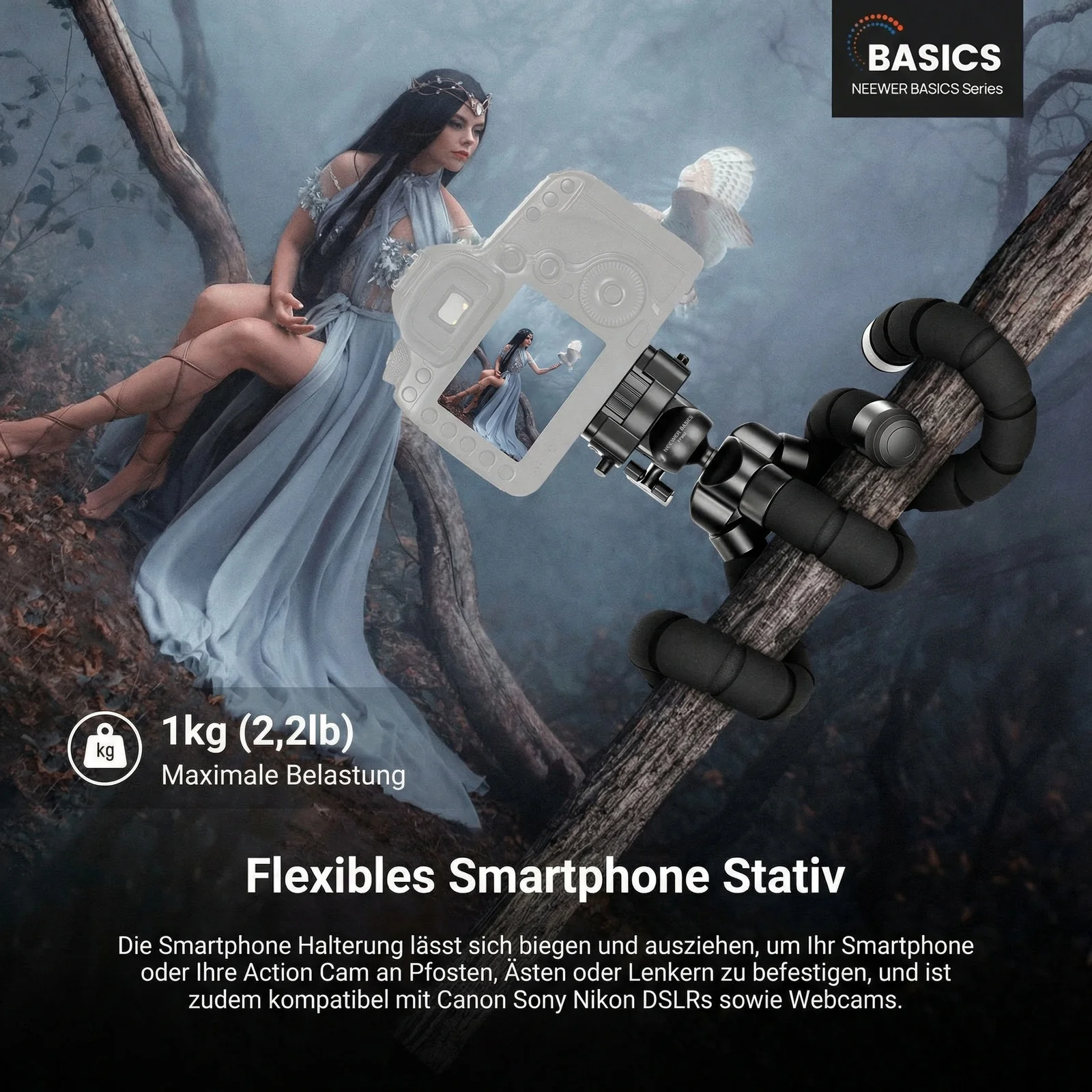 NEEWER BASICS TP001 Flexibles Octopus Stativ für Smartphone & Actioncam - Image 2