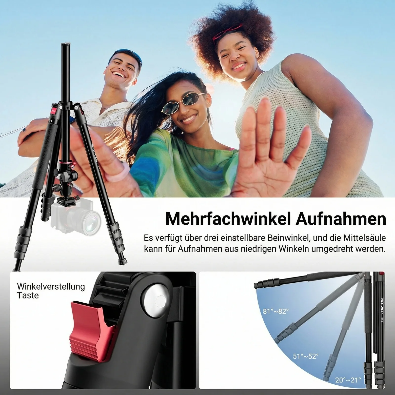 NEEWER BASICS TP014 193cm Überkopf Kamera Stativ Einbeinstativ - Image 6