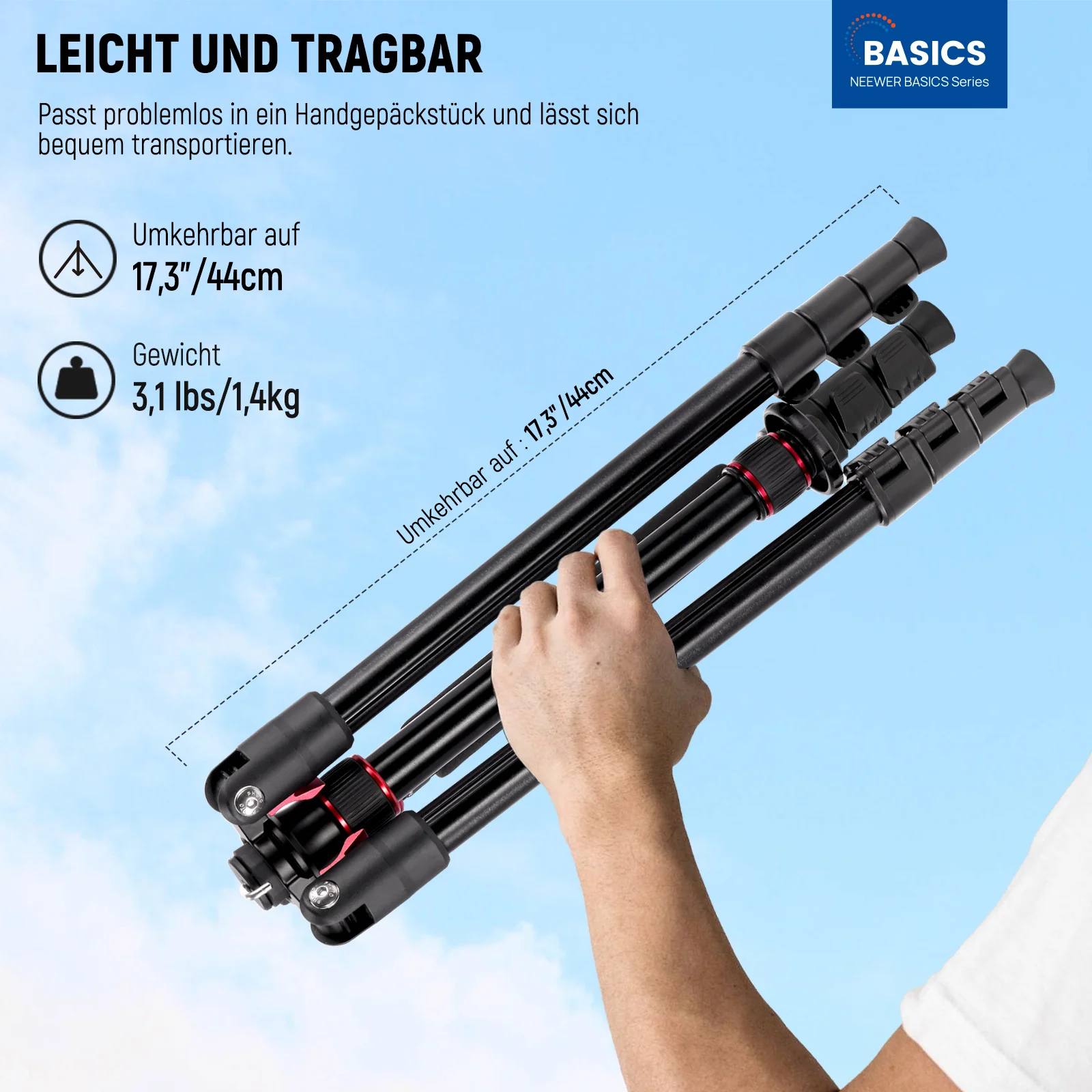 NEEWER BASICS TP15 71" 180cm Kamera Stativ Einbeinstativ - Image 11