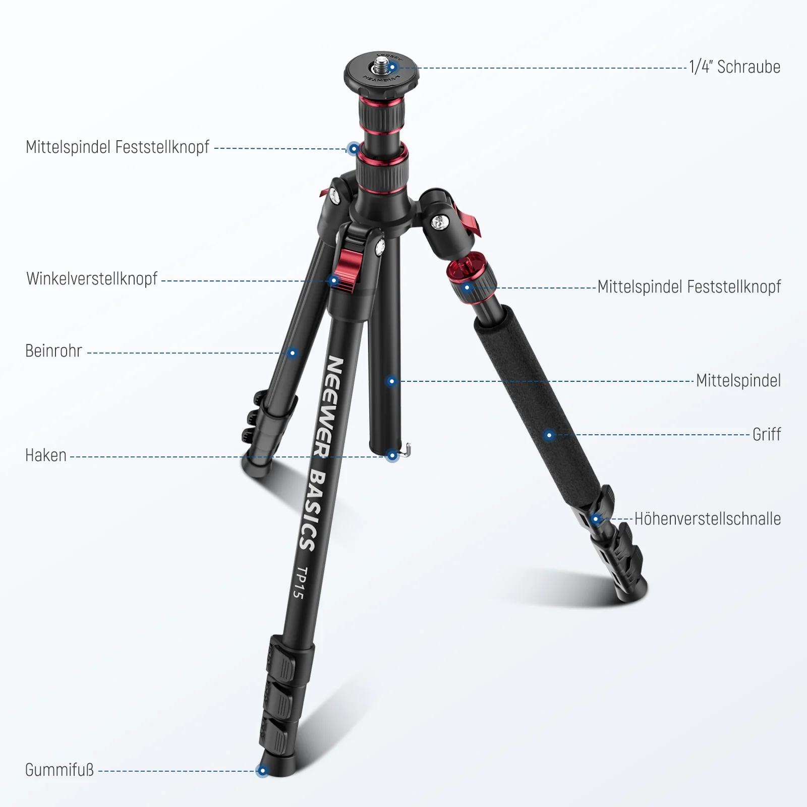 NEEWER BASICS TP15 71" 180cm Kamera Stativ Einbeinstativ - Image 17