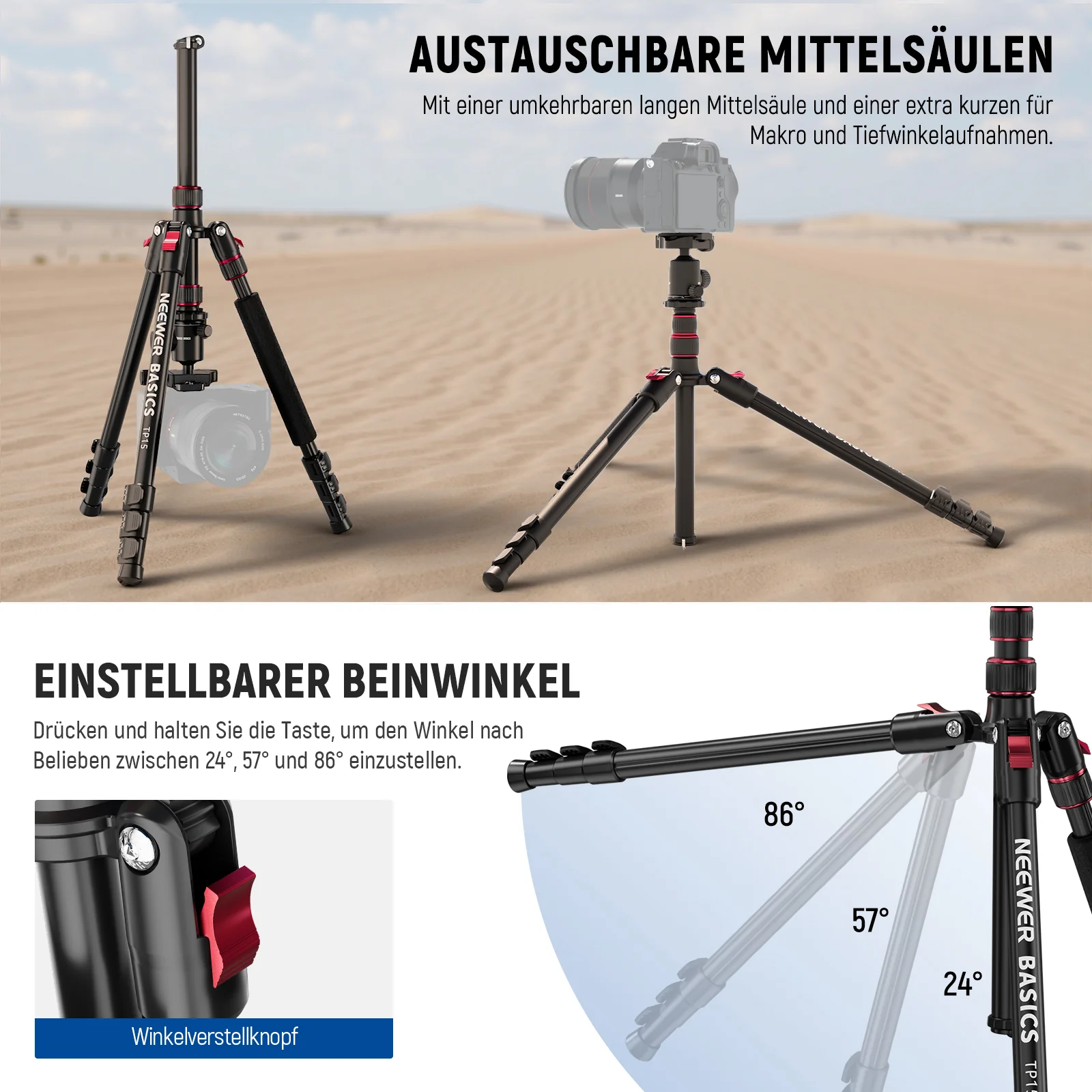 NEEWER BASICS TP15 71" 180cm Kamera Stativ Einbeinstativ - Image 5