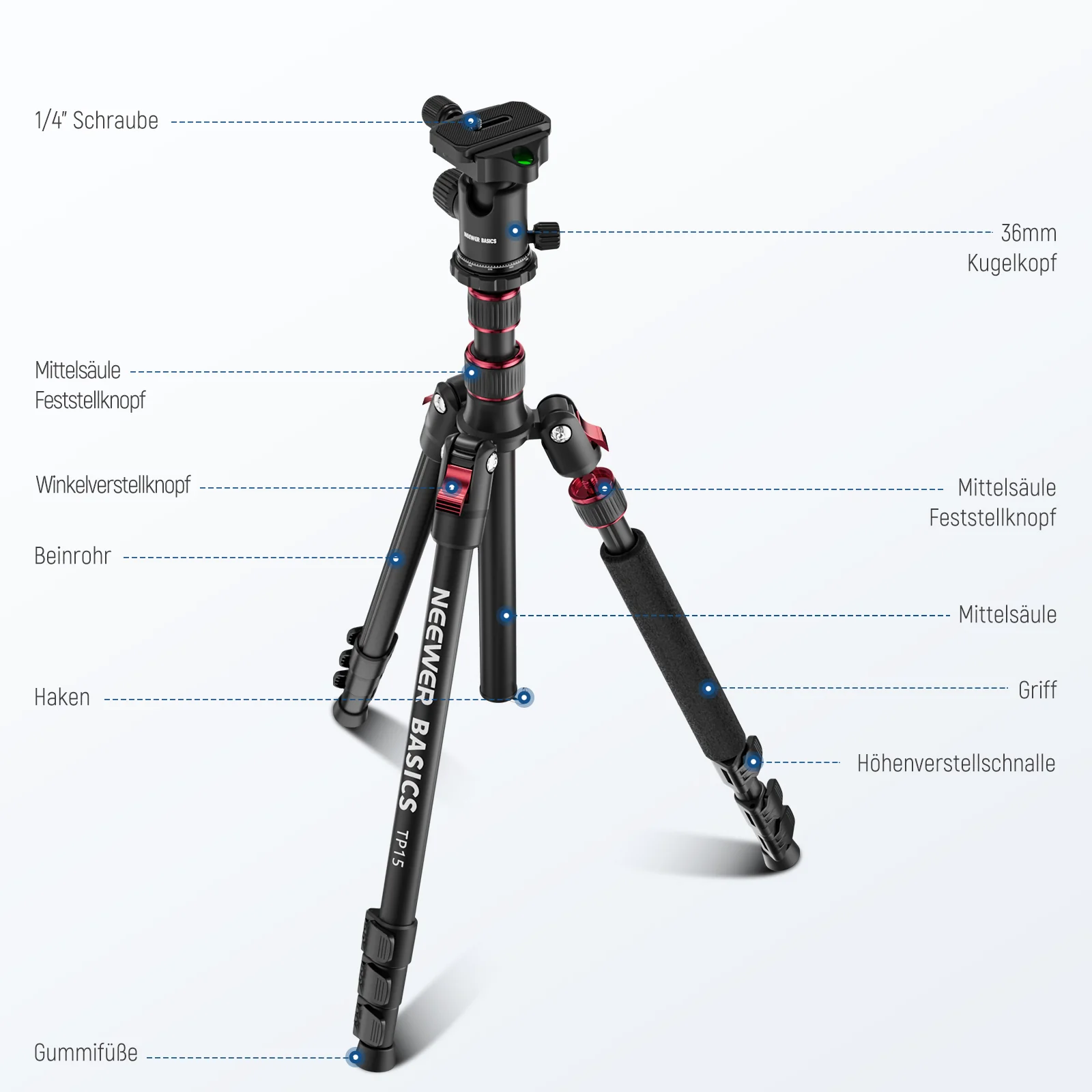NEEWER BASICS TP15 71" 180cm Kamera Stativ Einbeinstativ - Image 8