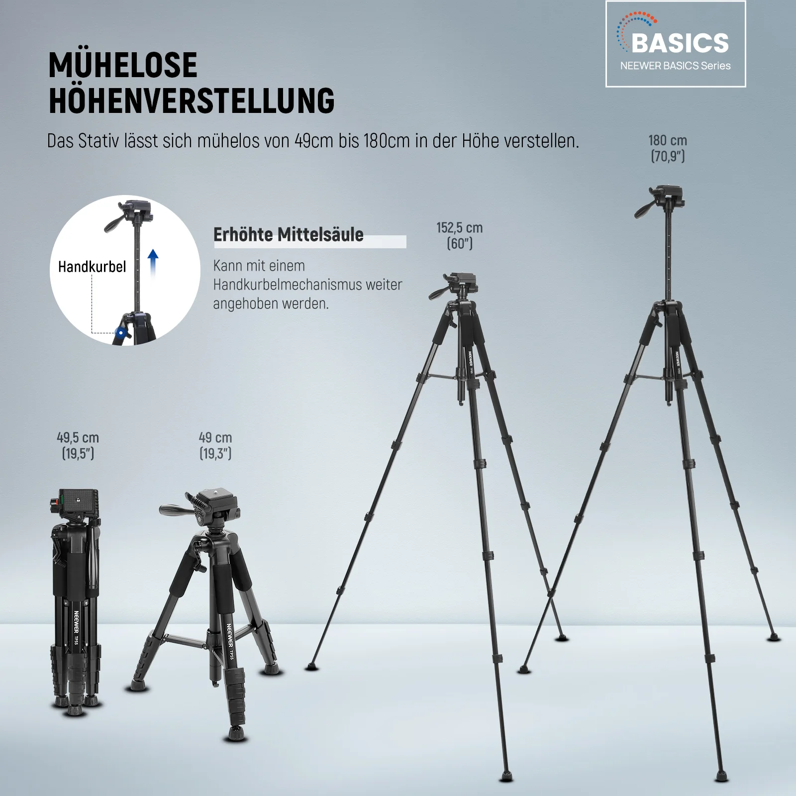 NEEWER BASICS TP55 71" 180cm Kamera Stativ - Image 2